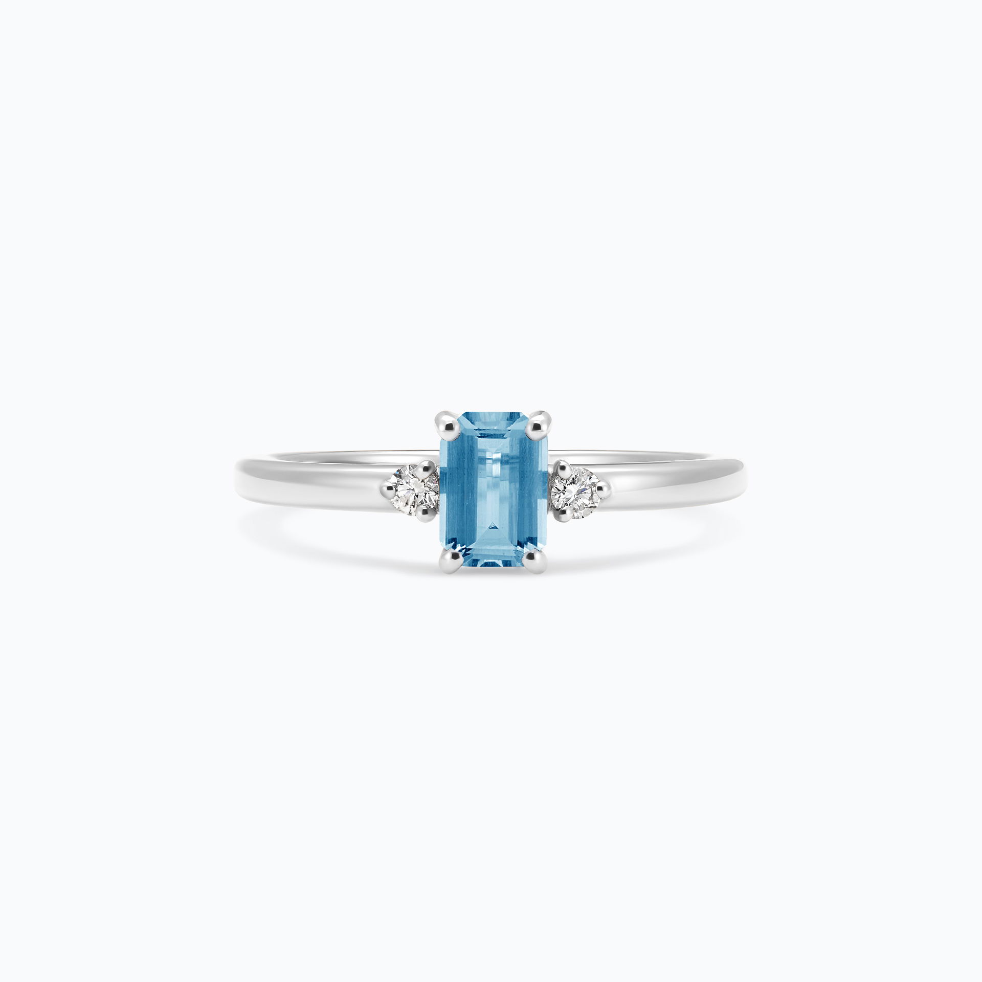 Solitaire Inès Aigue-Marine 6 x 4 mm