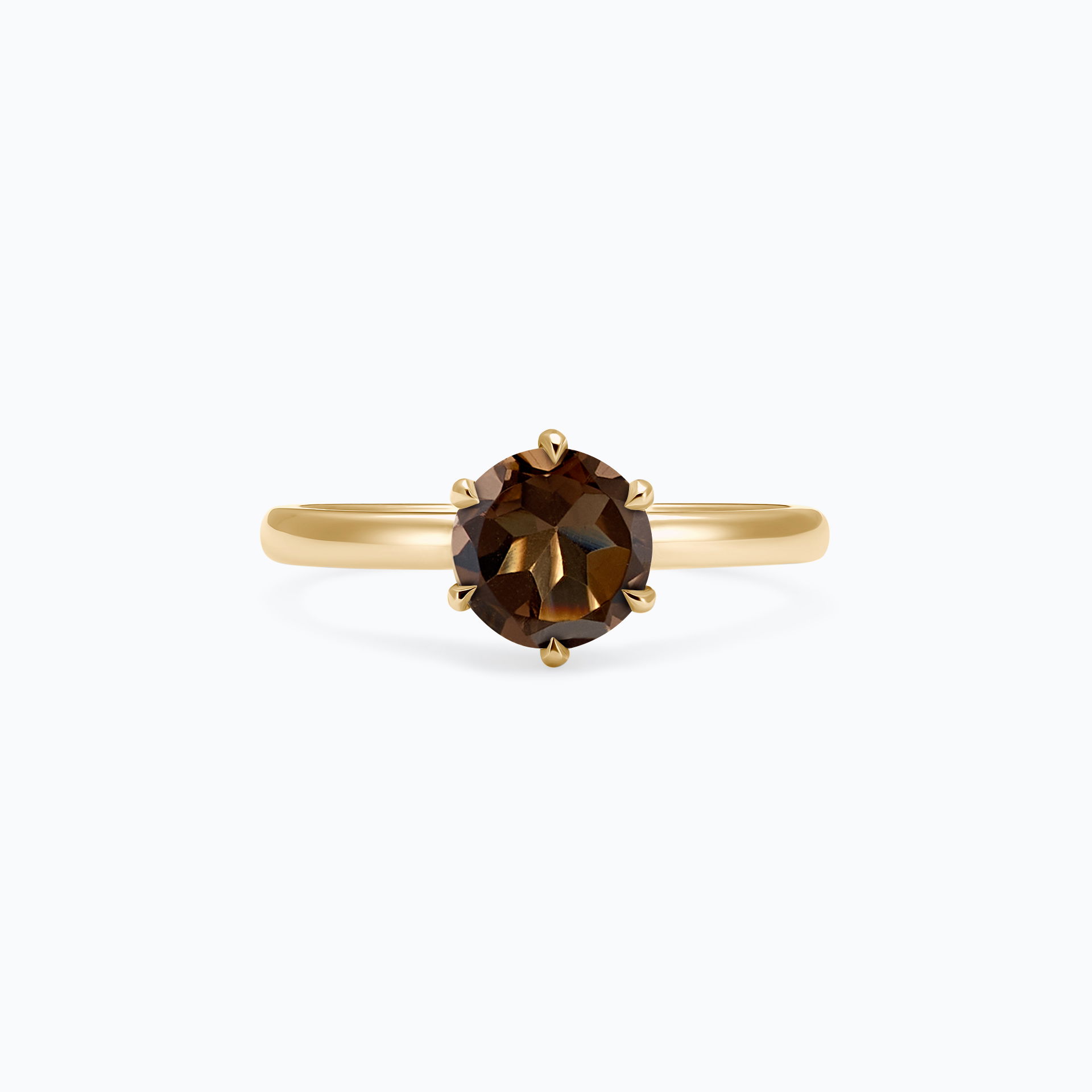Solitaire Tulipe Quartz Fumé 6 mm