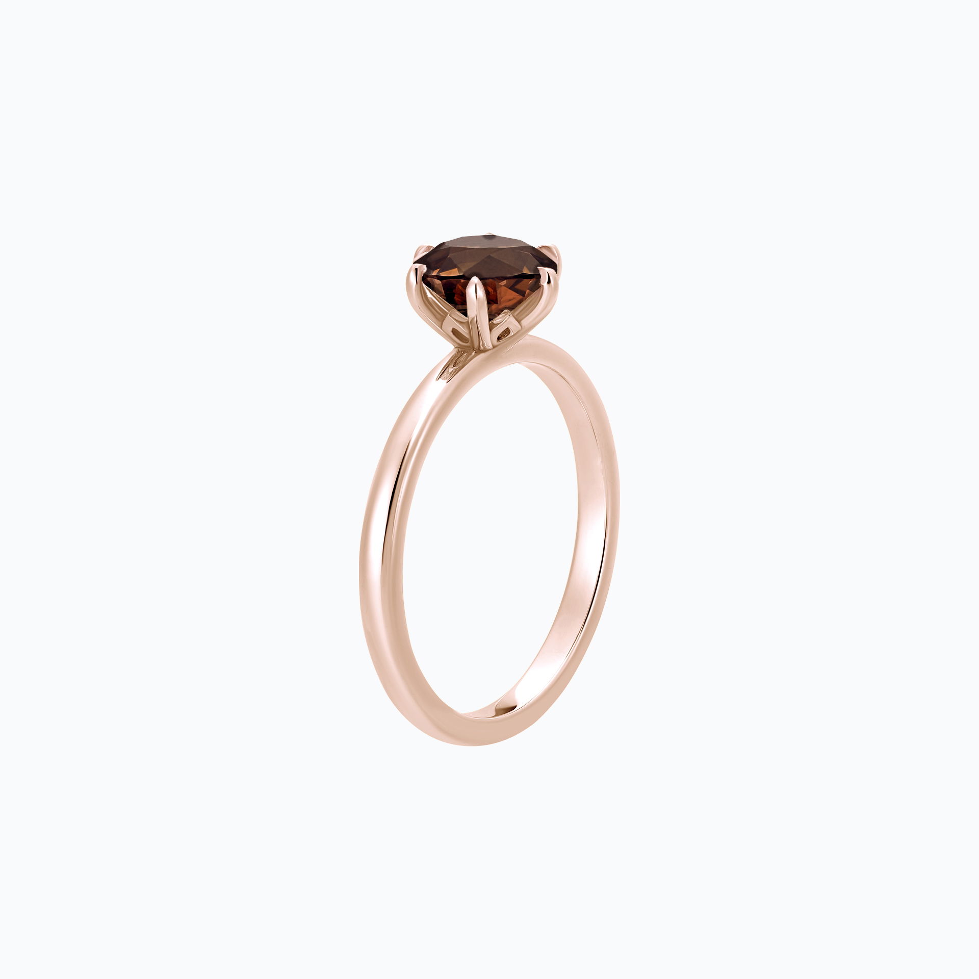 Solitaire Tulipe Quartz Fumé 6 mm