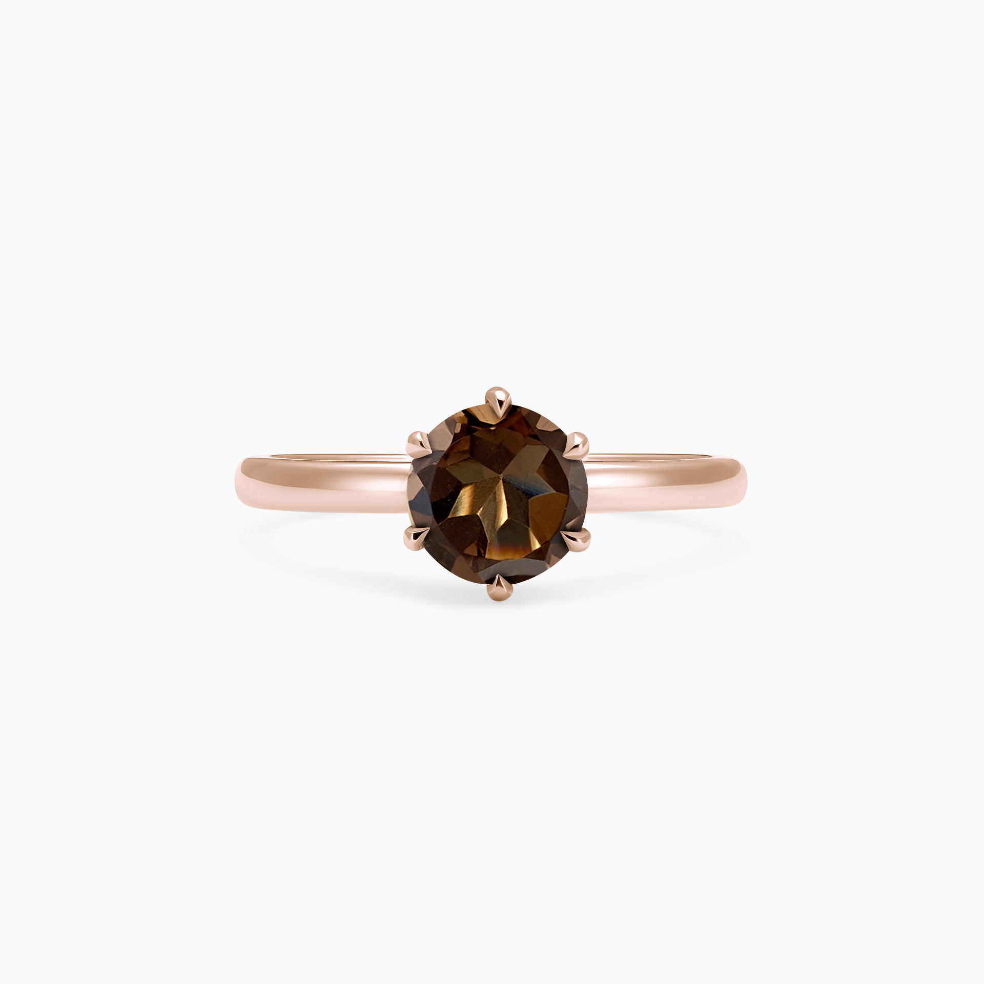 Solitaire Tulipe Quartz Fumé 6 mm
