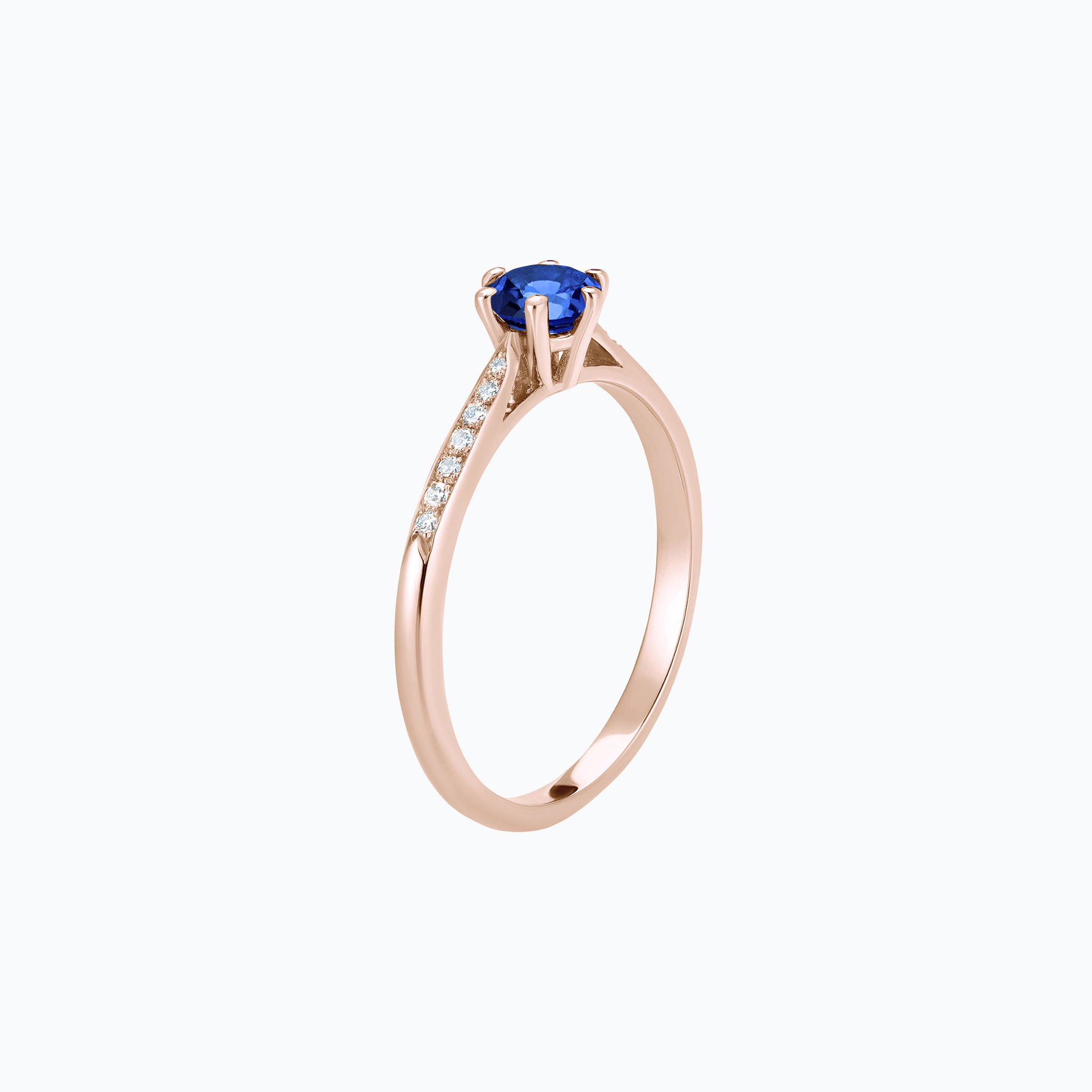 Solitaire Pavé Félicia Saphir Bleu Royal
