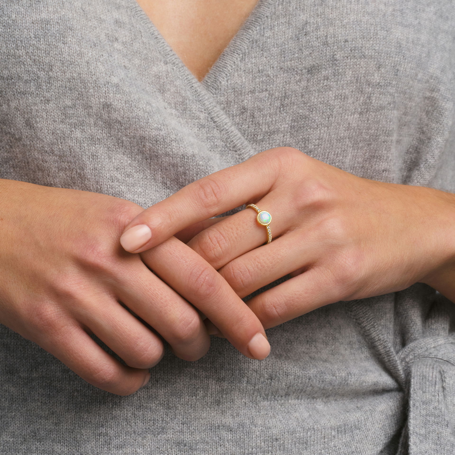 Solitaire Pavé Hera Opale