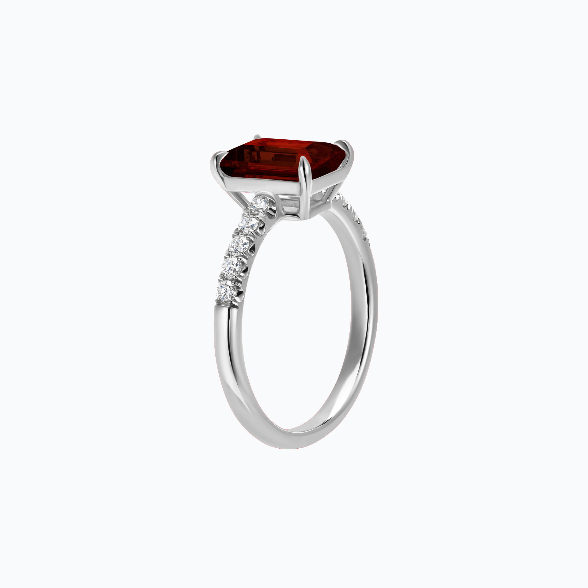 Solitaire Pavé Réglisse Grenat