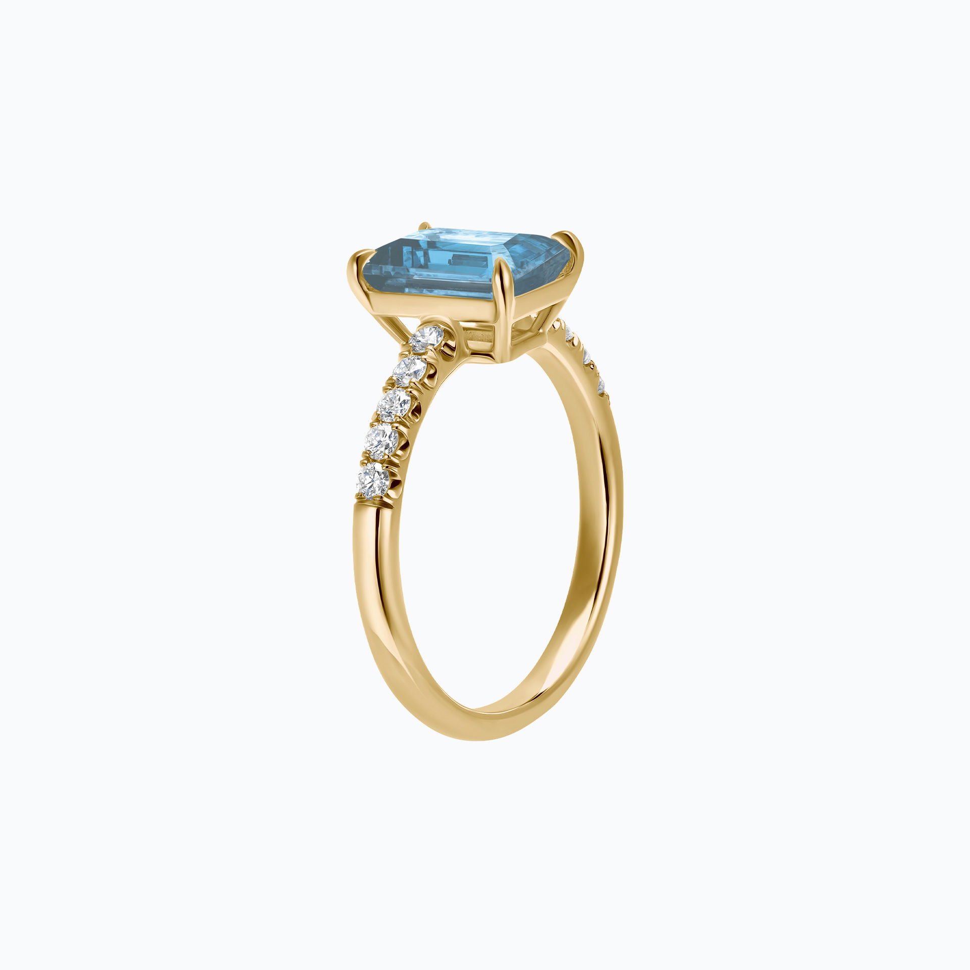 Solitaire Pavé Réglisse Aigue-Marine