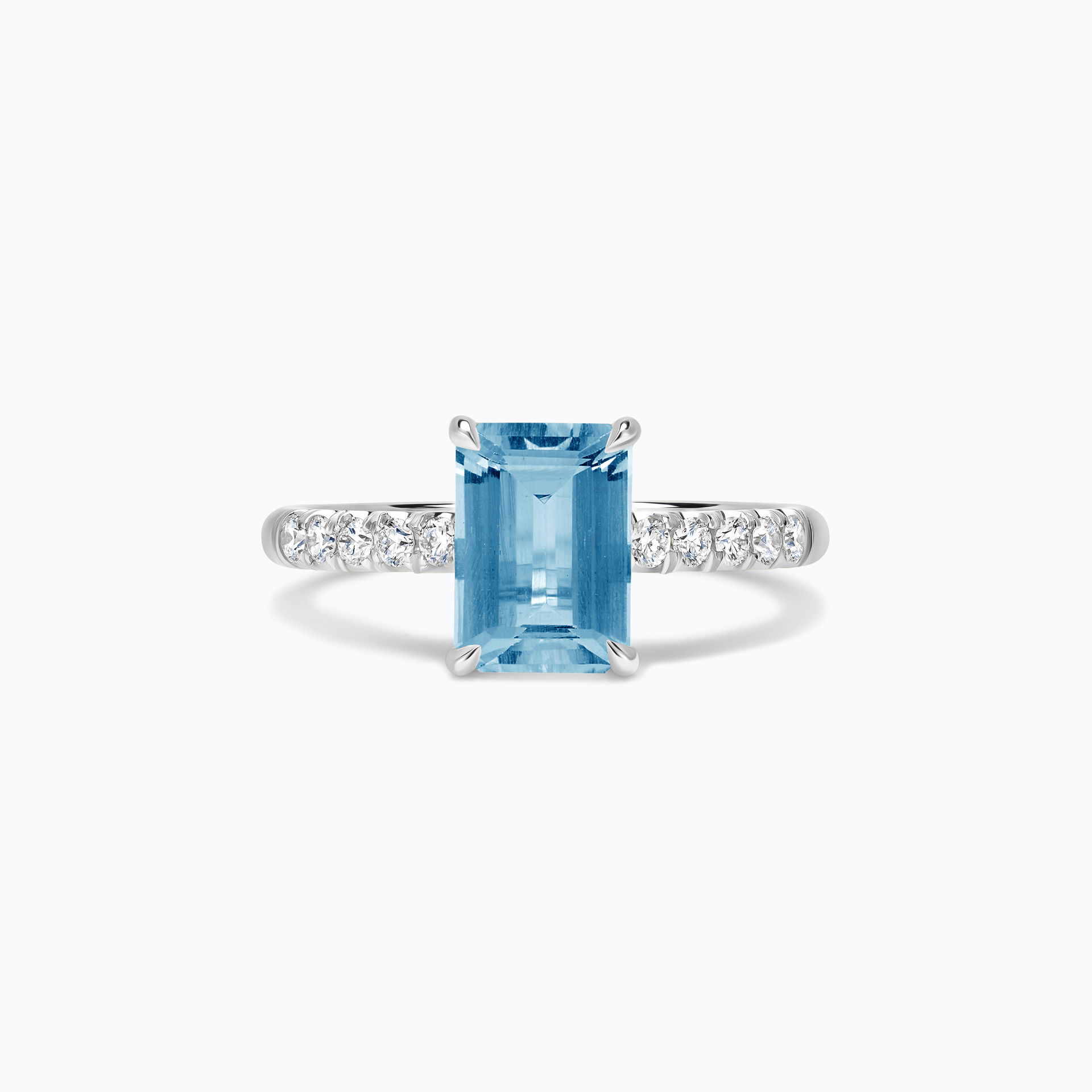 Solitaire Pavé Réglisse Aigue-Marine