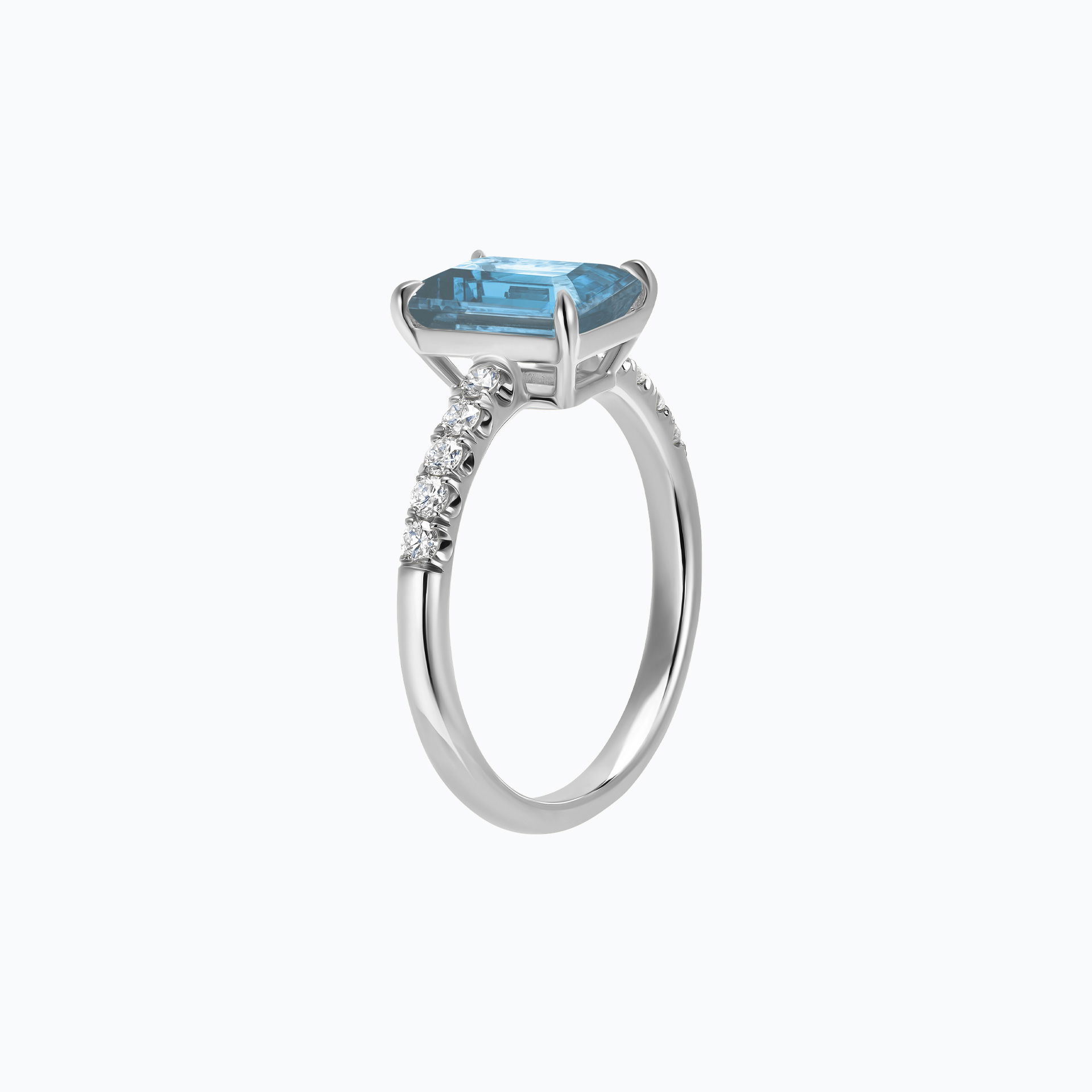 Solitaire Pavé Réglisse Aigue-Marine