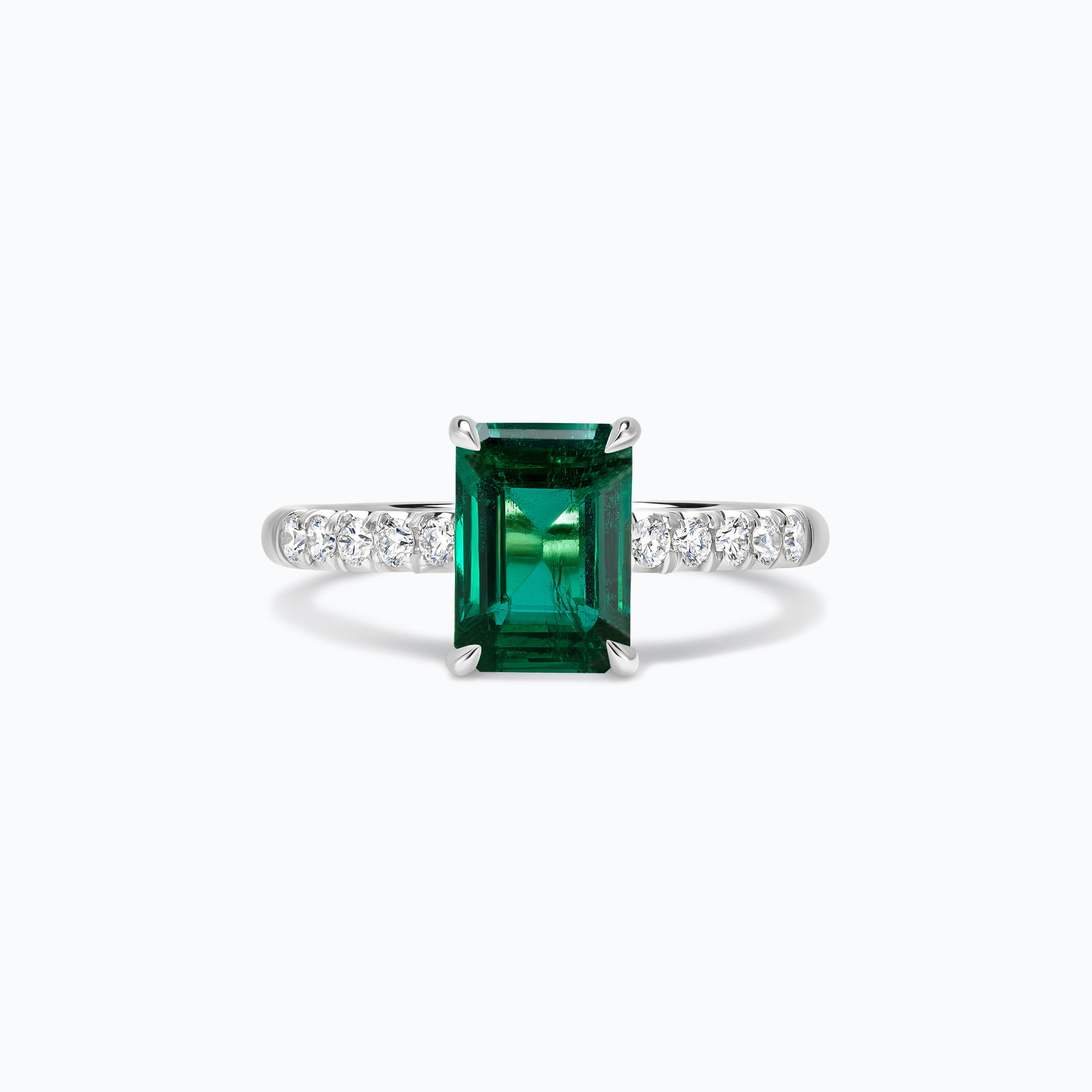 Solitaire Pavé Réglisse Émeraude
