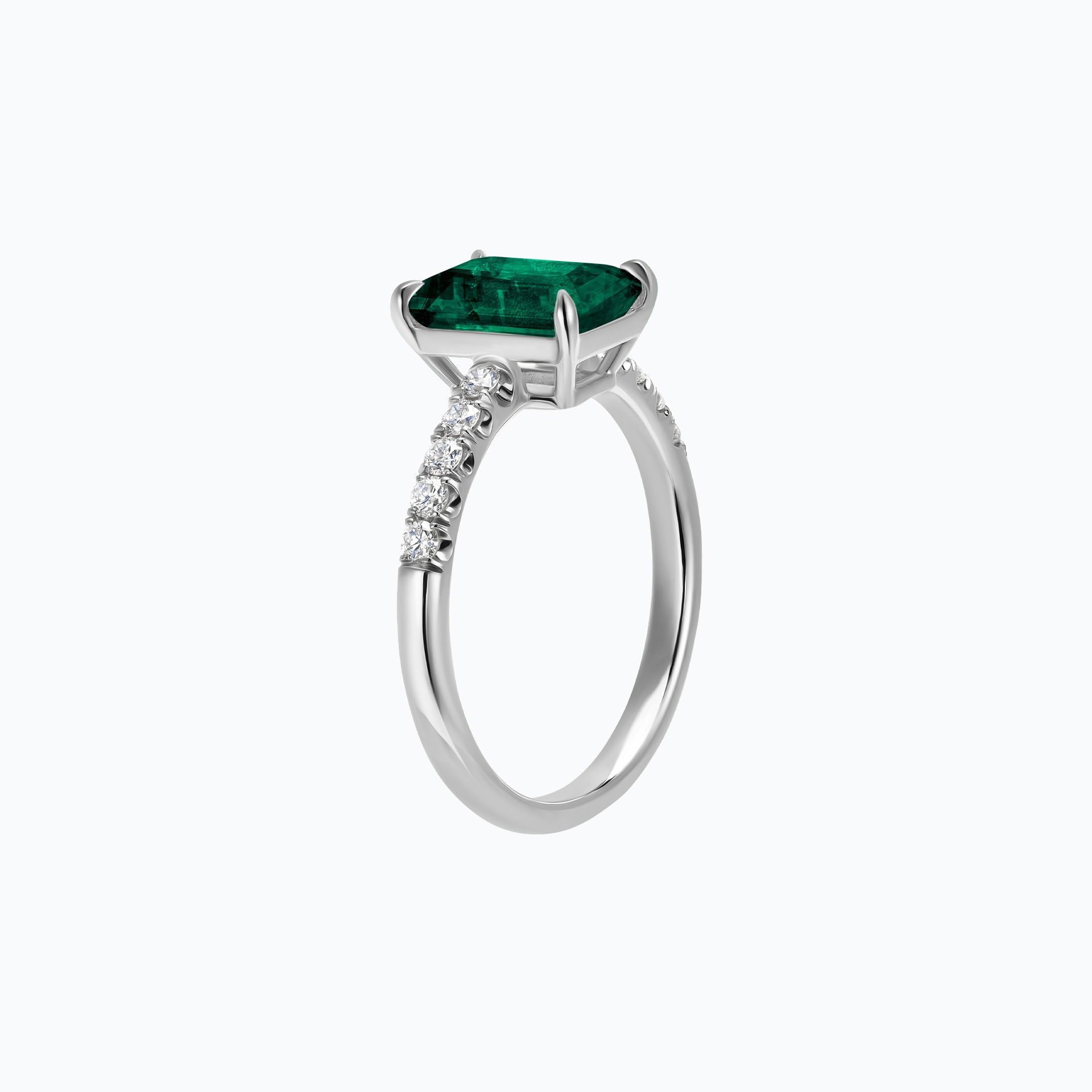 Solitaire Pavé Réglisse Émeraude