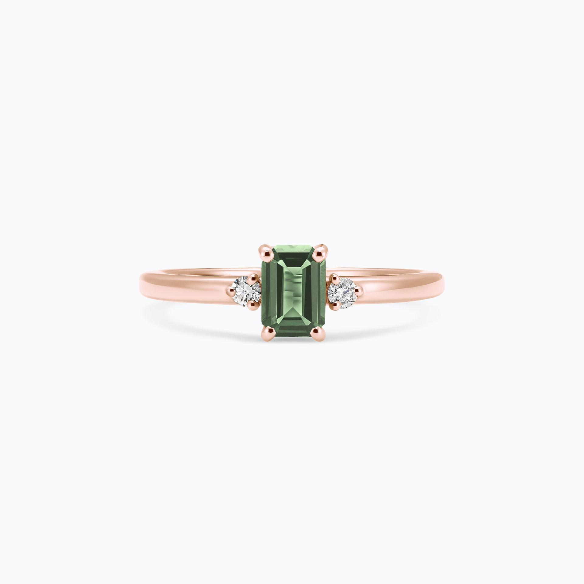 Solitaire Inès Saphir Vert 6 x 4 mm