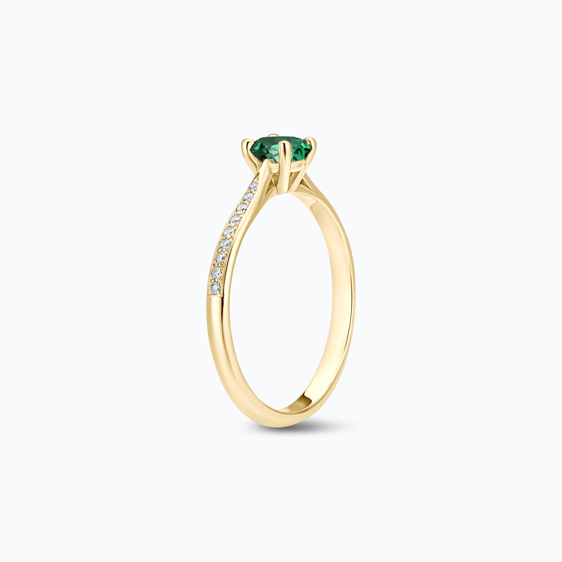 Solitaire Pavé Luna Émeraude 4.5 mm