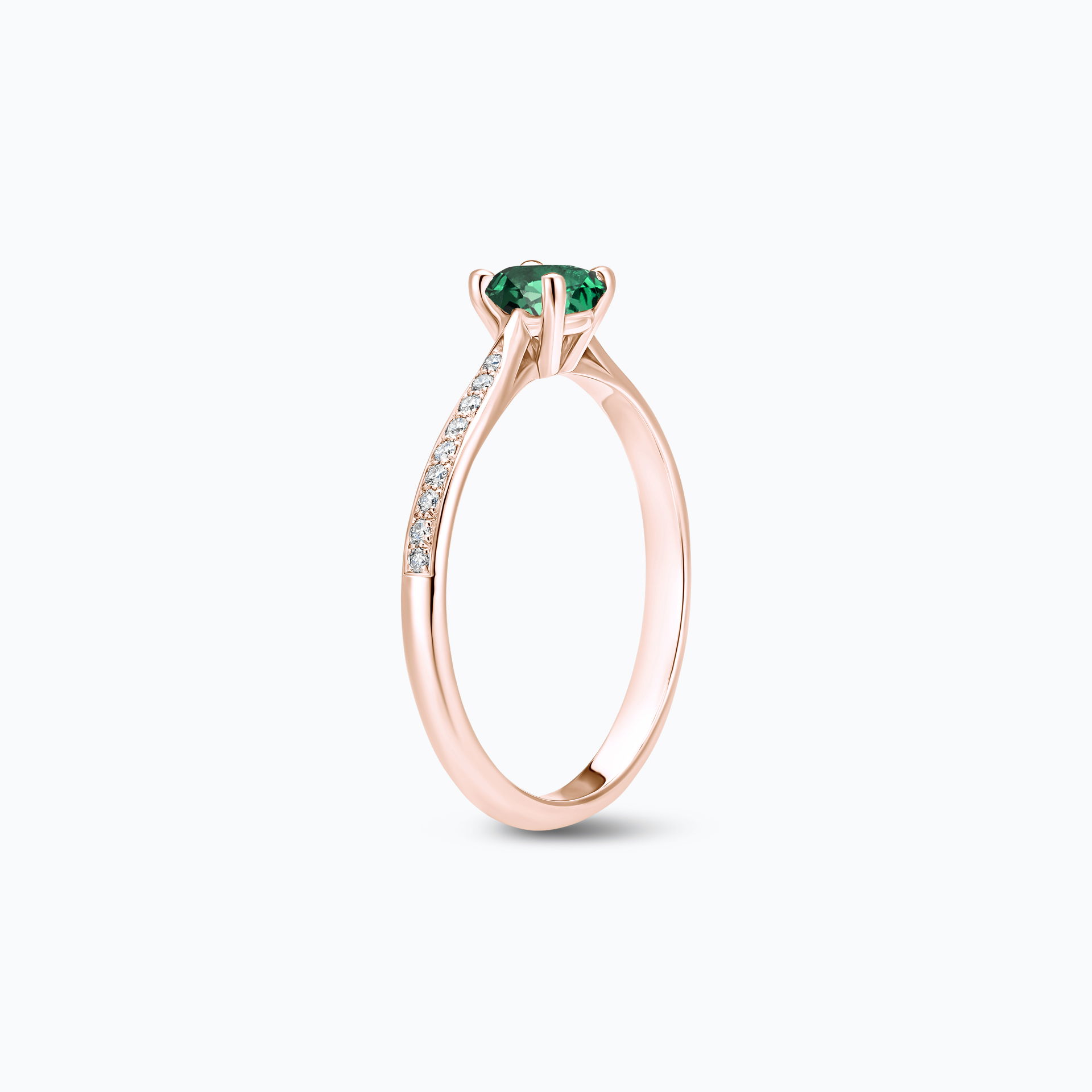 Solitaire Pavé Luna Émeraude 4.5 mm