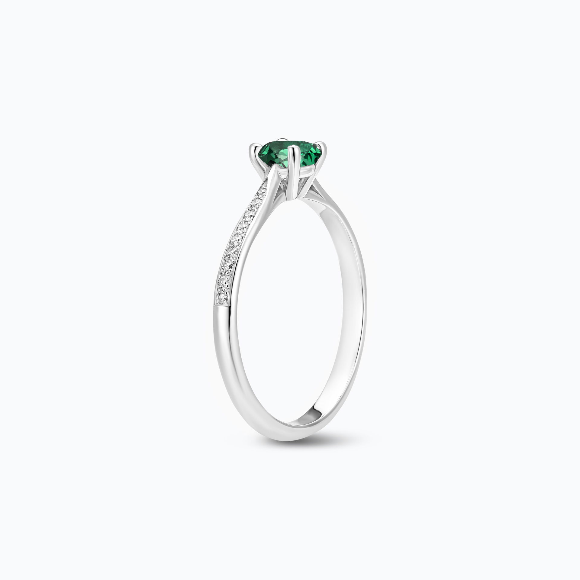 Solitaire Pavé Luna Émeraude 4.5 mm