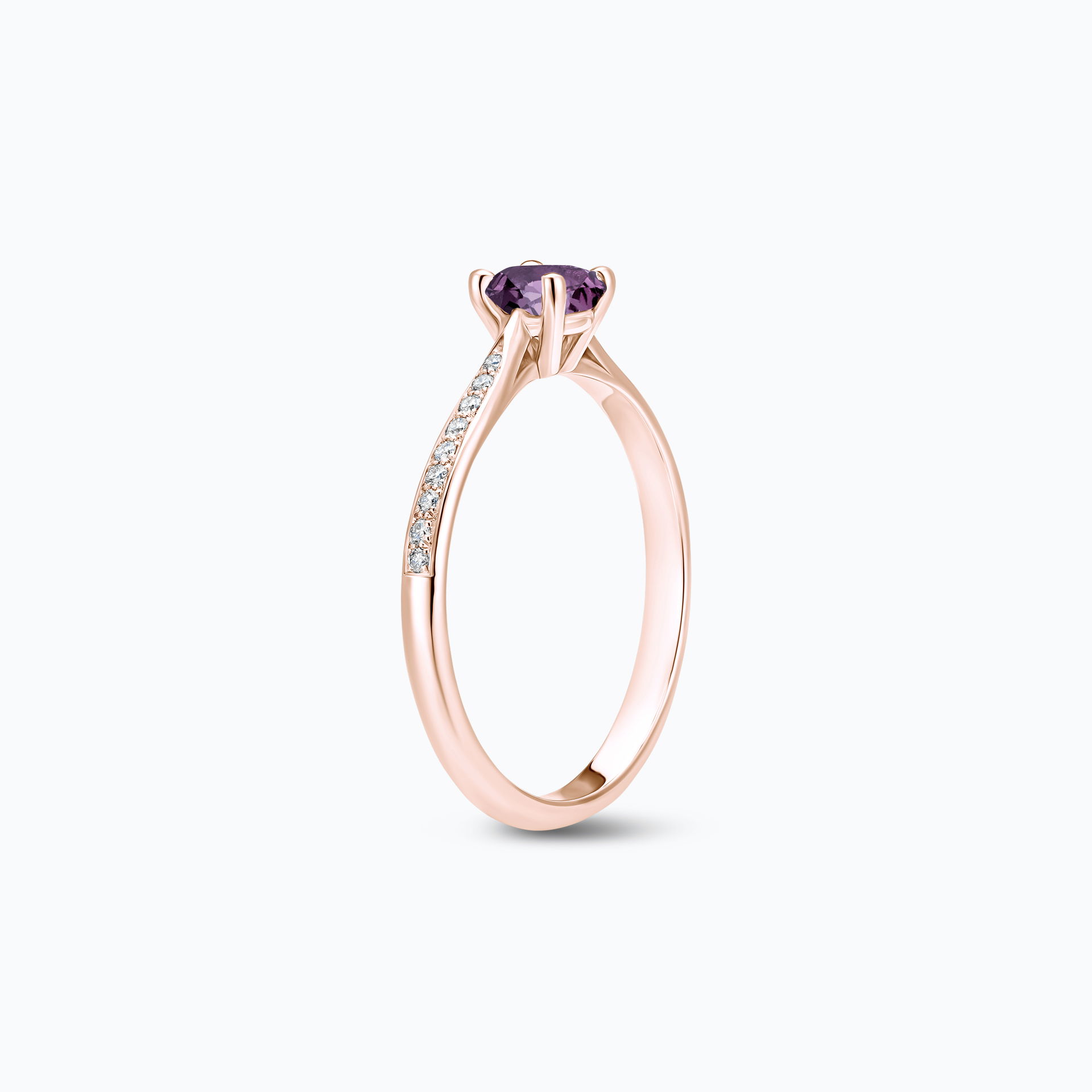 Solitaire Pavé Luna Saphir Violet 4.5 mm