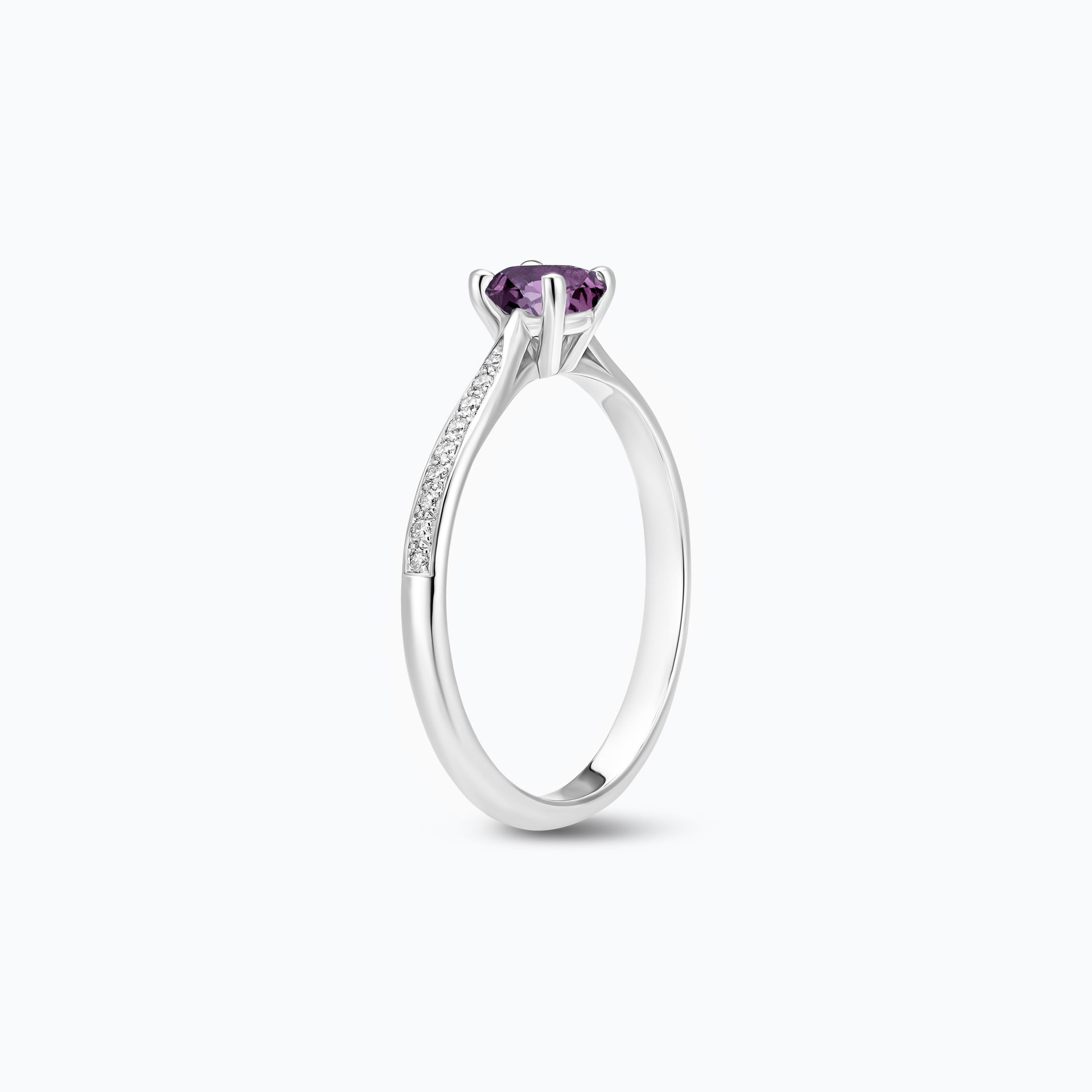 Solitaire Pavé Luna Saphir Violet 4.5 mm