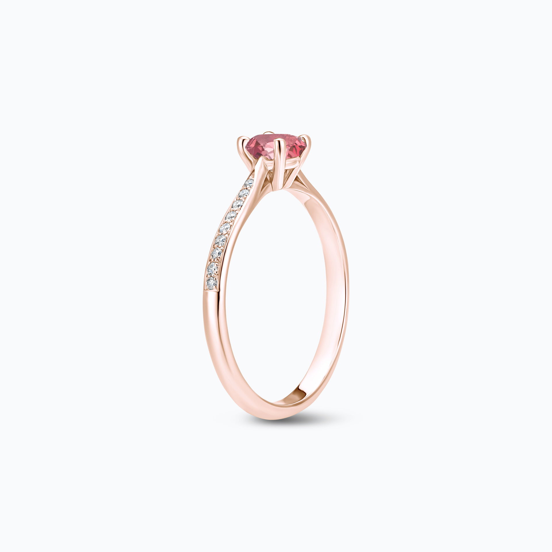 Solitaire Pavé Luna Tourmaline Rose 4.5 mm