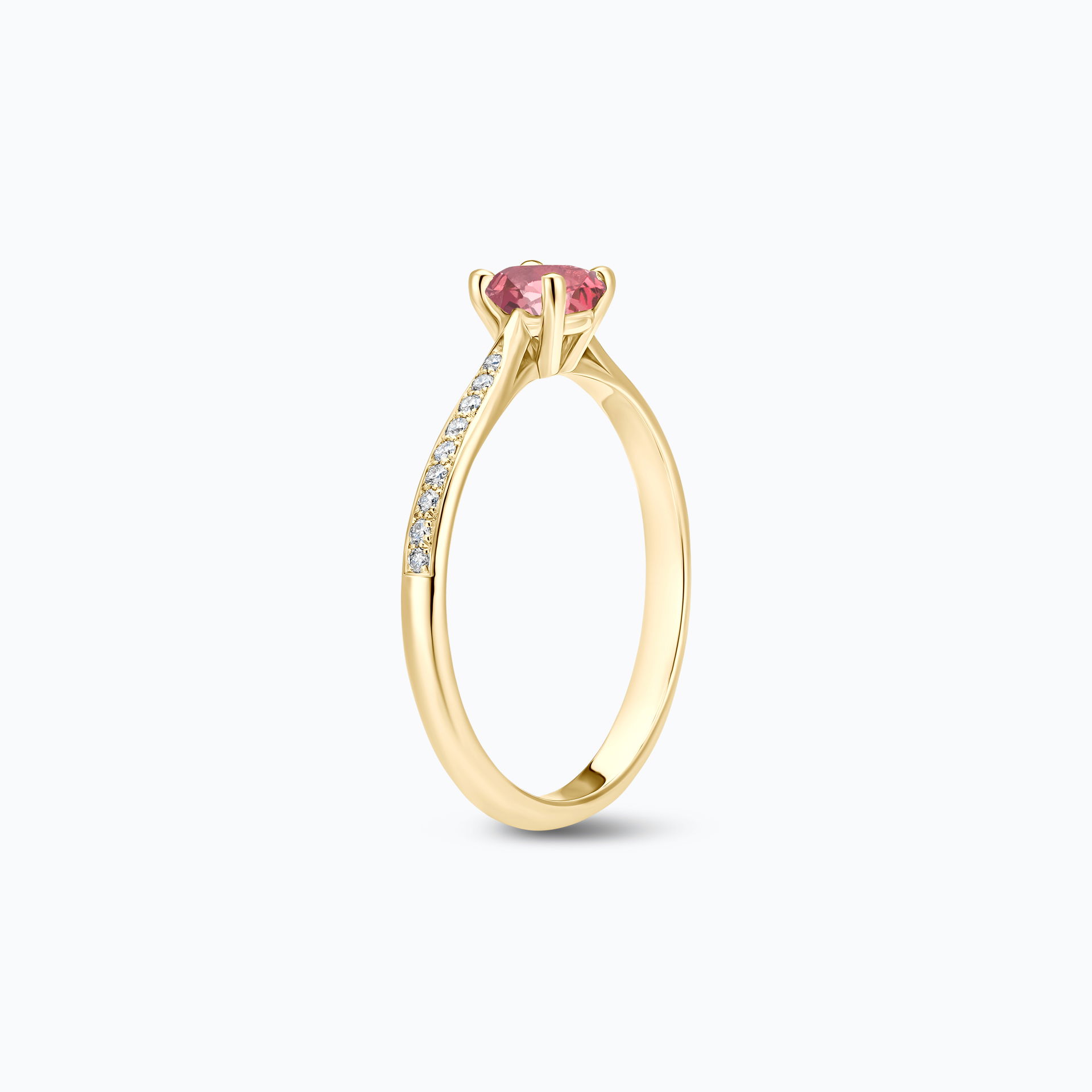 Solitaire Pavé Luna Tourmaline Rose 4.5 mm