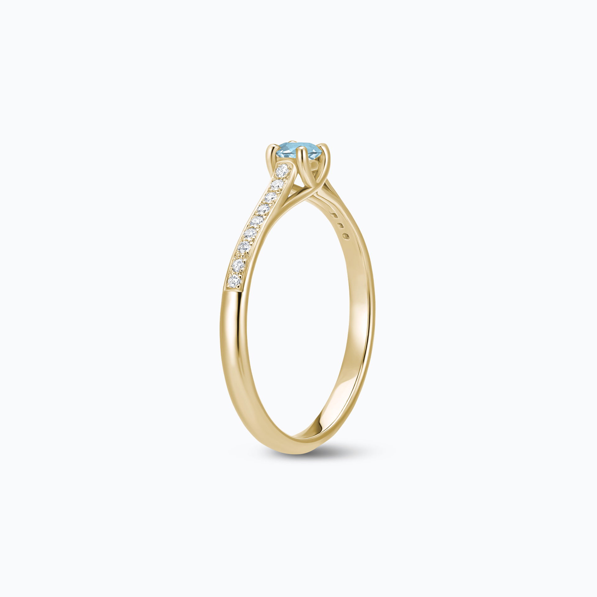 Solitaire Pavé Fanny Aigue-Marine 3.5 mm