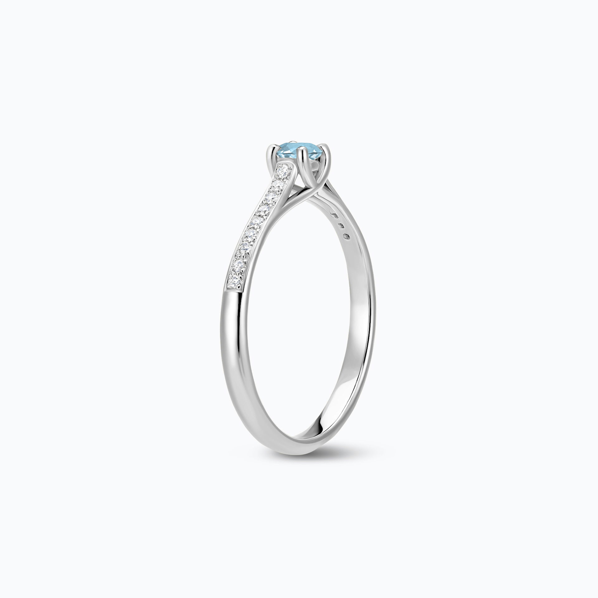Solitaire Pavé Fanny Aigue-Marine 3.5 mm