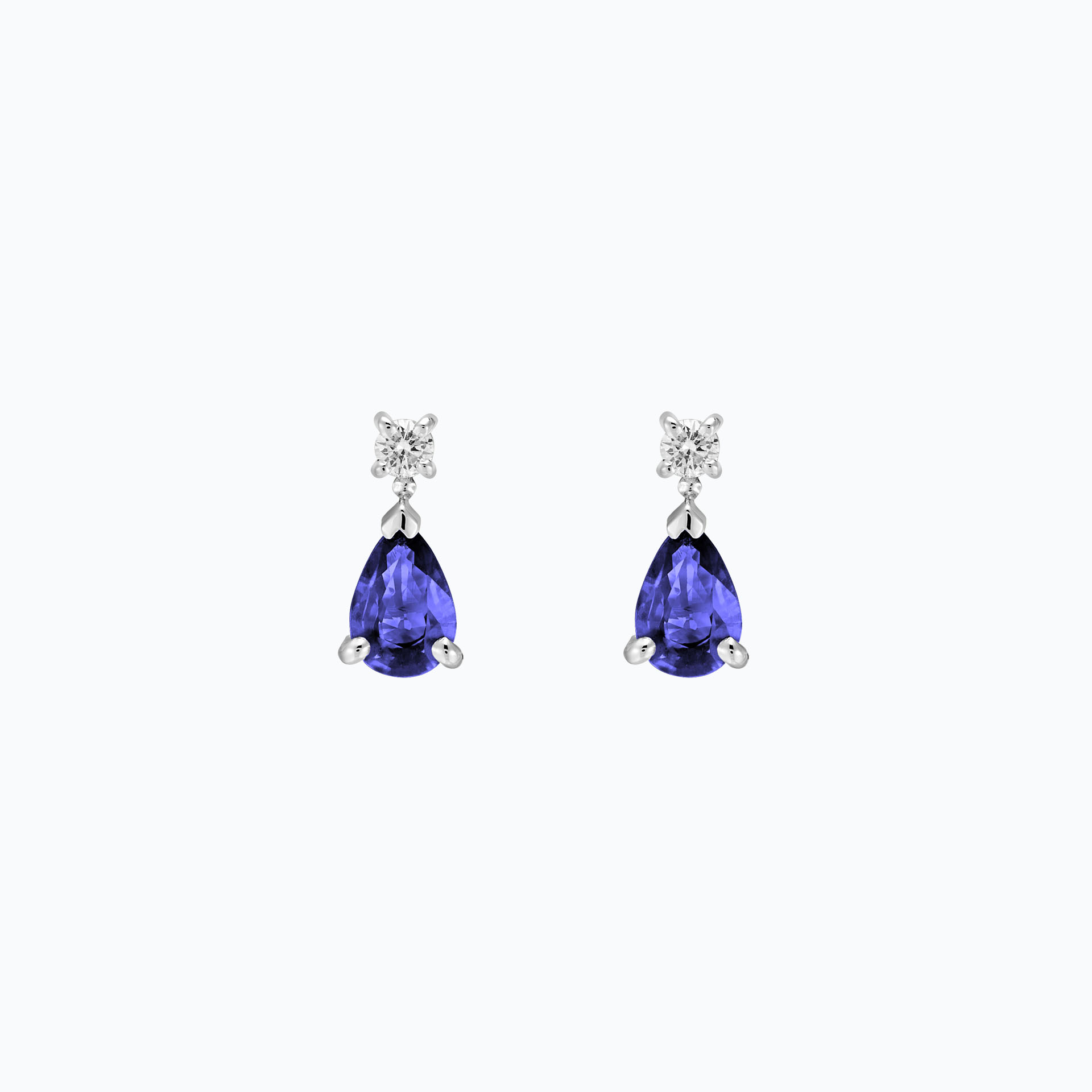 Boucles D'Oreilles Artisanales En Argent 925 Avec Tanzanite Naturelle - Style Goutte