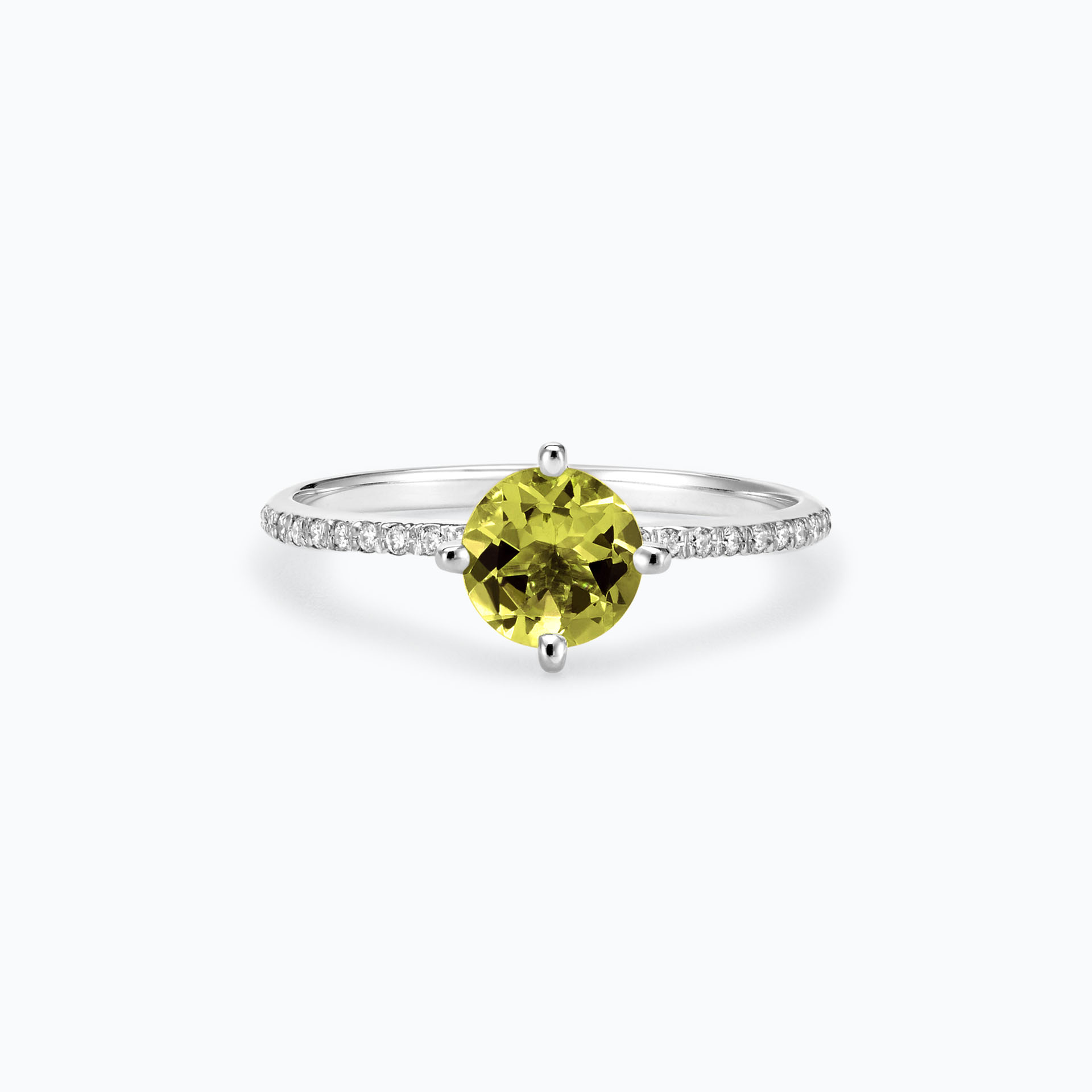 Solitaire Pavé Alva Péridot 6 mm
