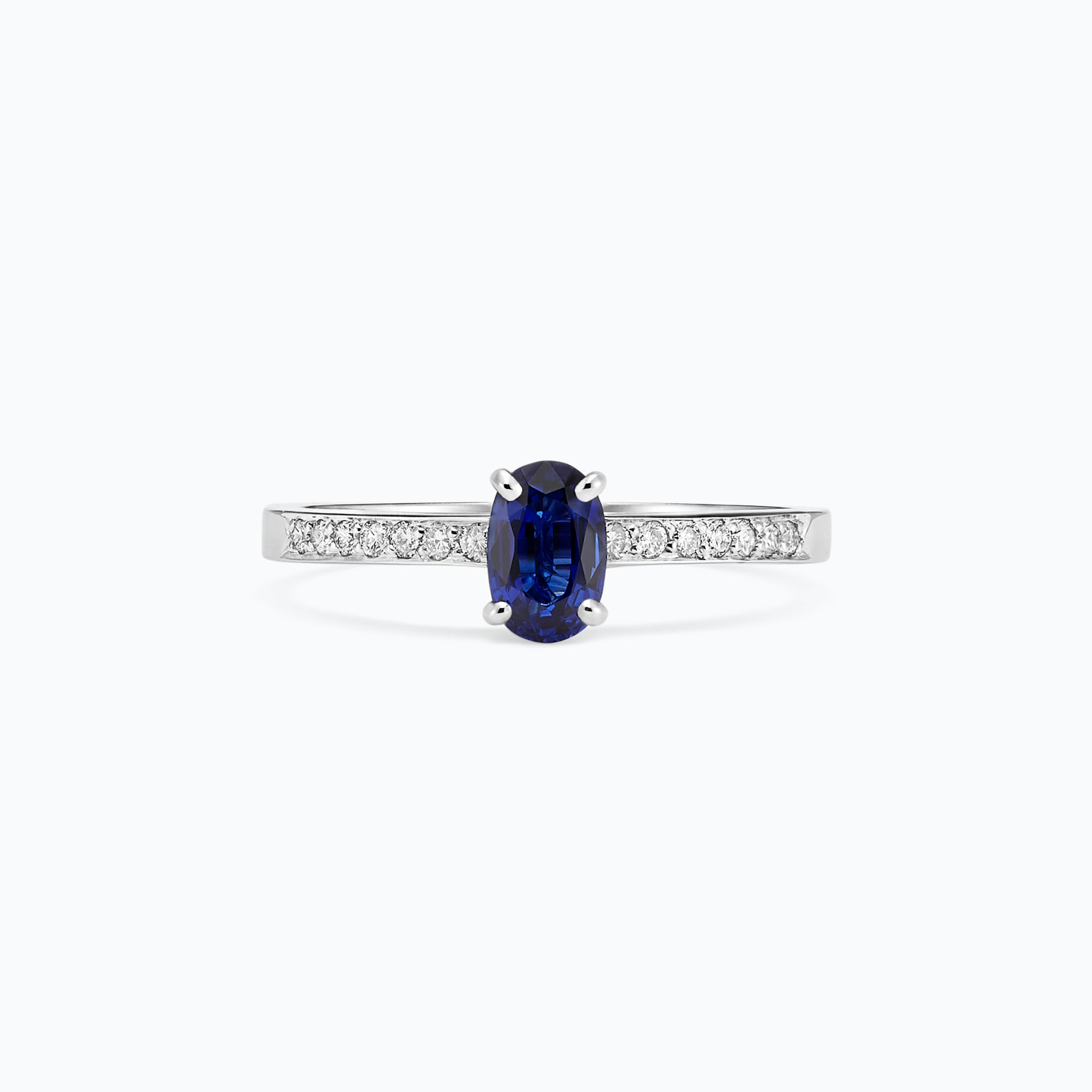 Solitaire Pavé Julia Saphir 6 x 4 mm