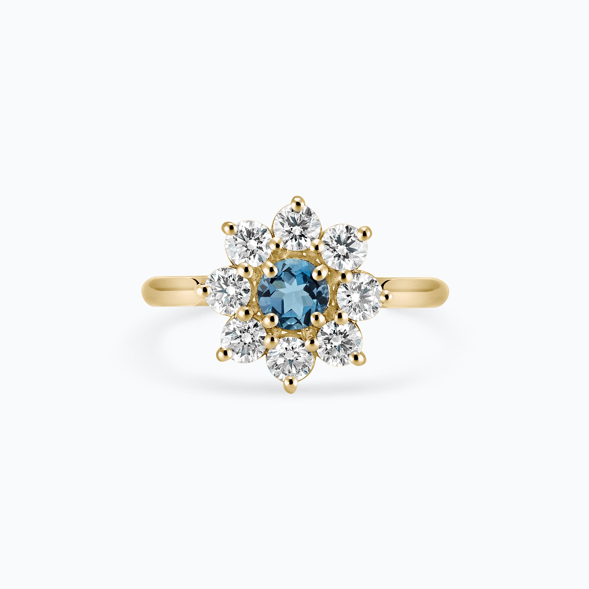 Solitaire Marguerite Étoilée Aigue-Marine mm