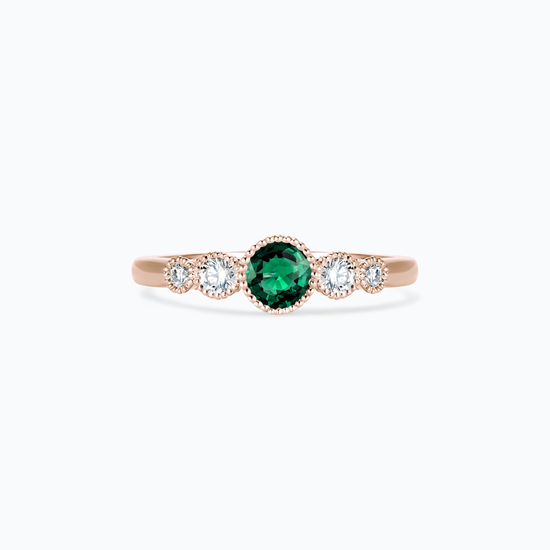 Solitaire Paloma Millegrain Émeraude 4.5 mm