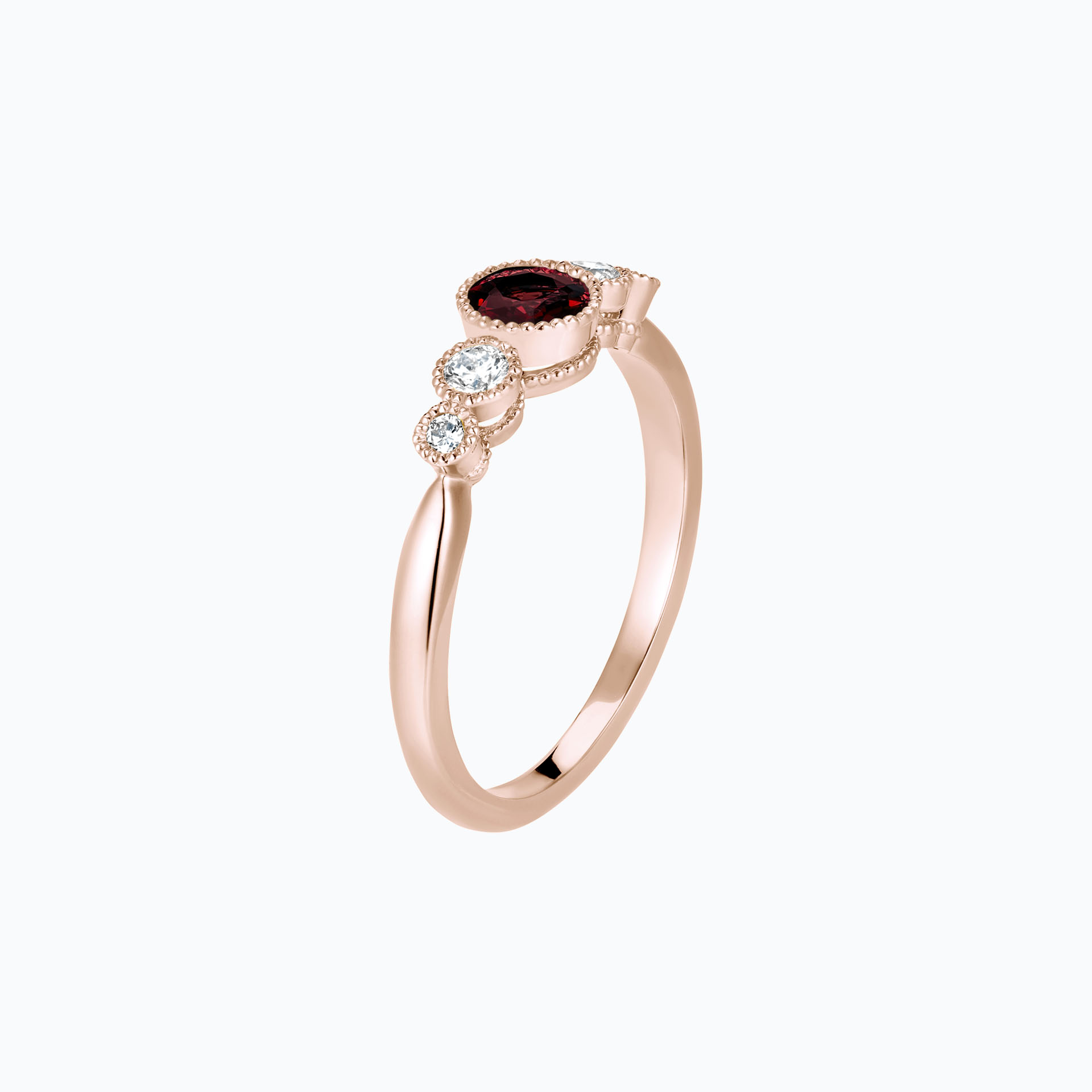 Solitaire Paloma Millegrain Grenat 4.5 mm