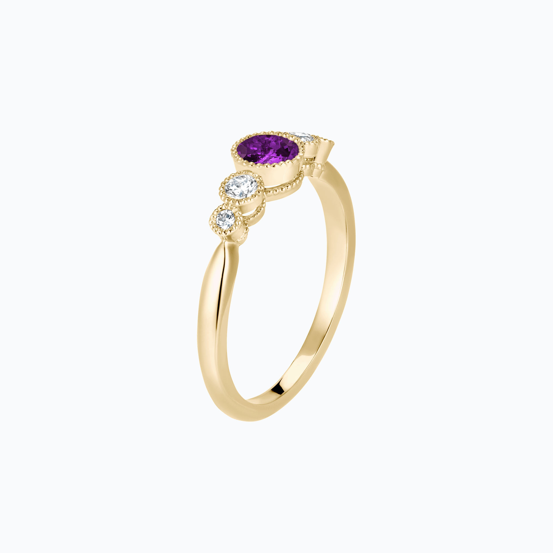 Solitaire Paloma Millegrain Saphir Violet 4.5 mm