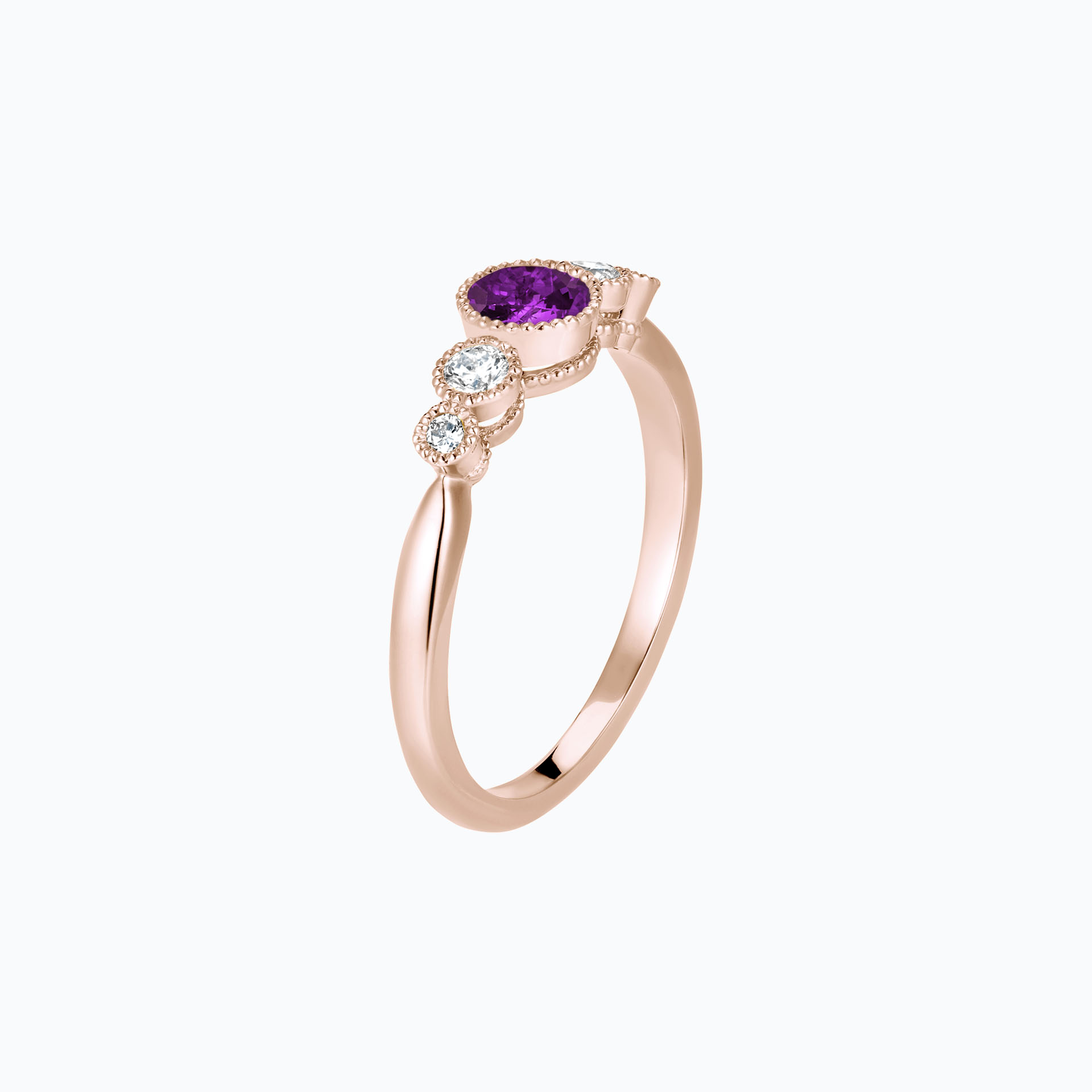 Solitaire Paloma Millegrain Saphir Violet 4.5 mm