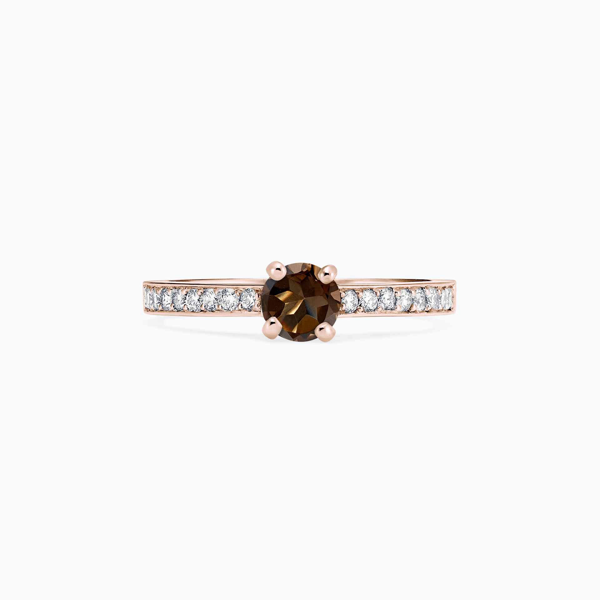 Solitaire Pavé Lagon Bleu Quartz Fumé 6 mm