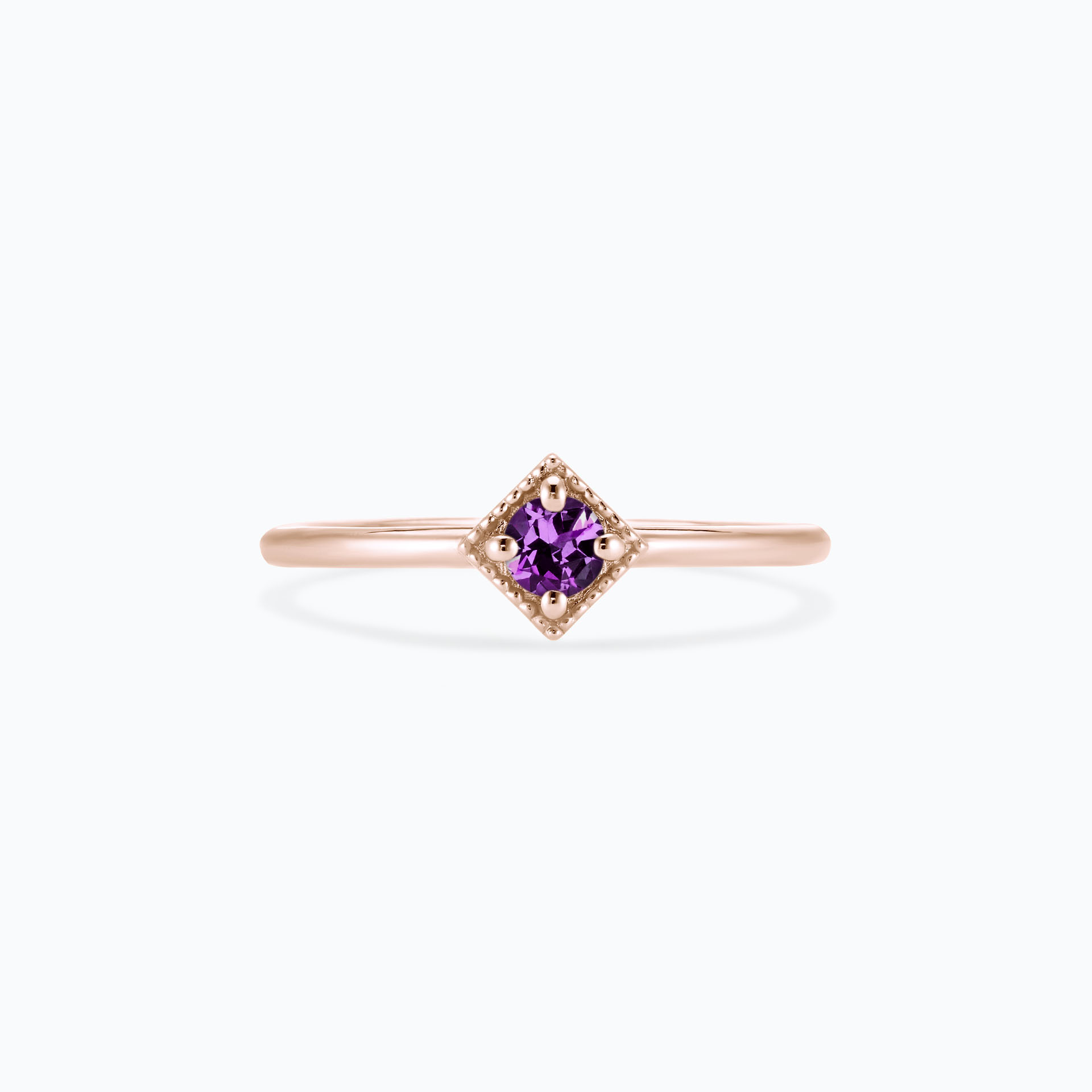 Solitaire Romy Millegrain Améthyste 3.5 mm