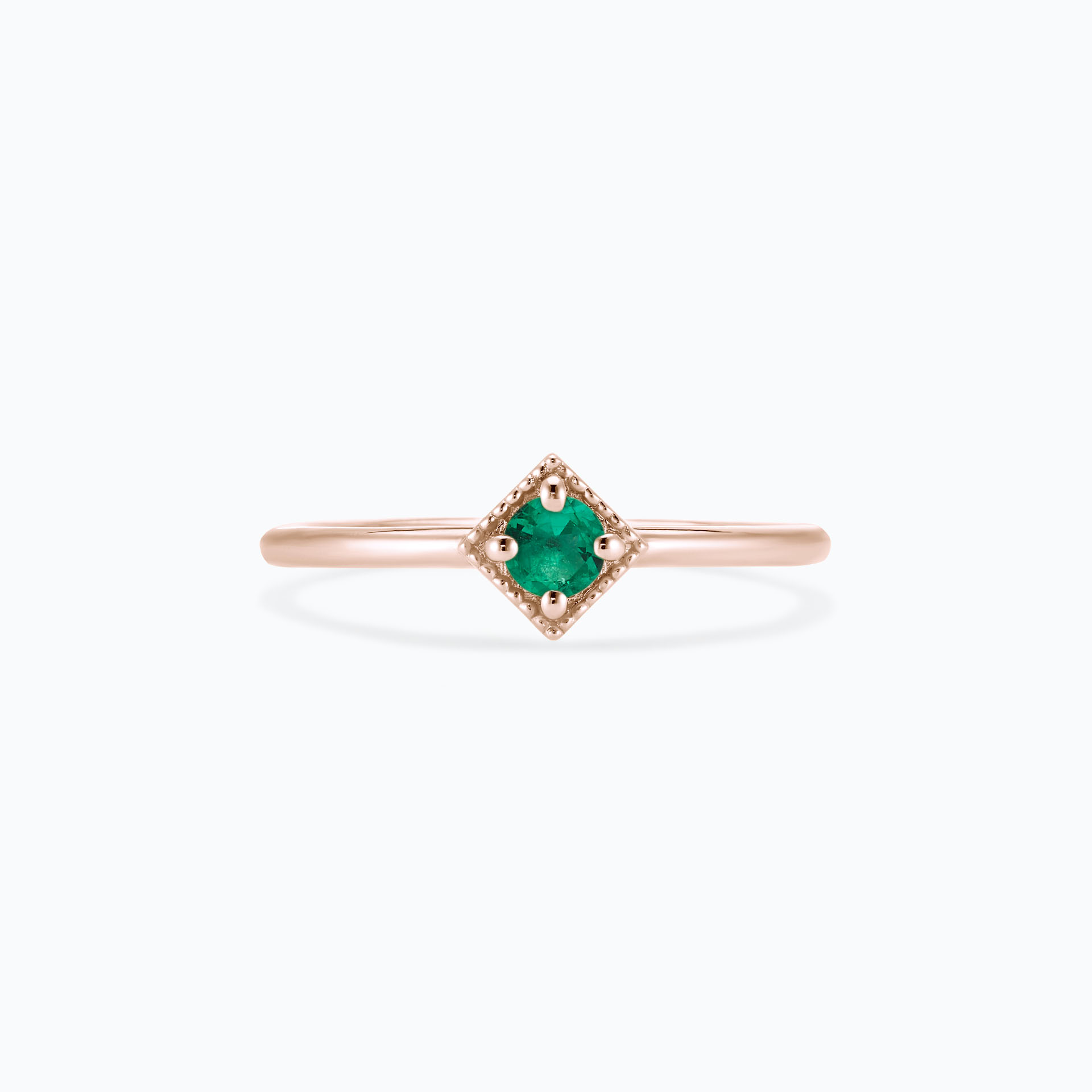 Solitaire Romy Millegrain Émeraude 3.5 mm