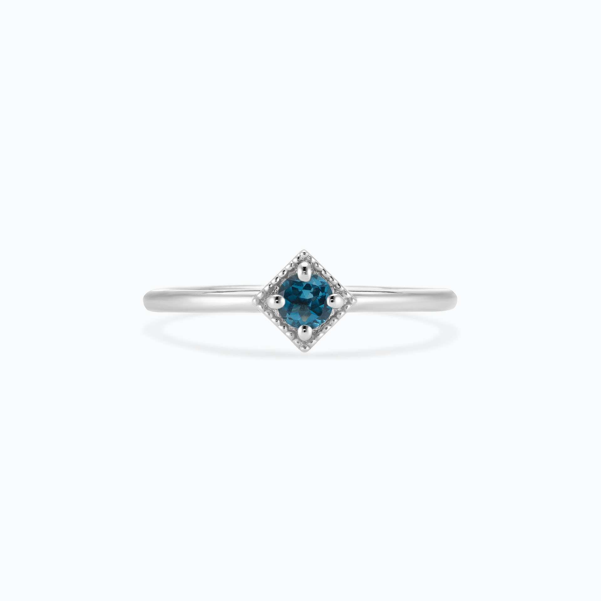 Solitaire Romy Millegrain Topaze Blue London 3.5 mm