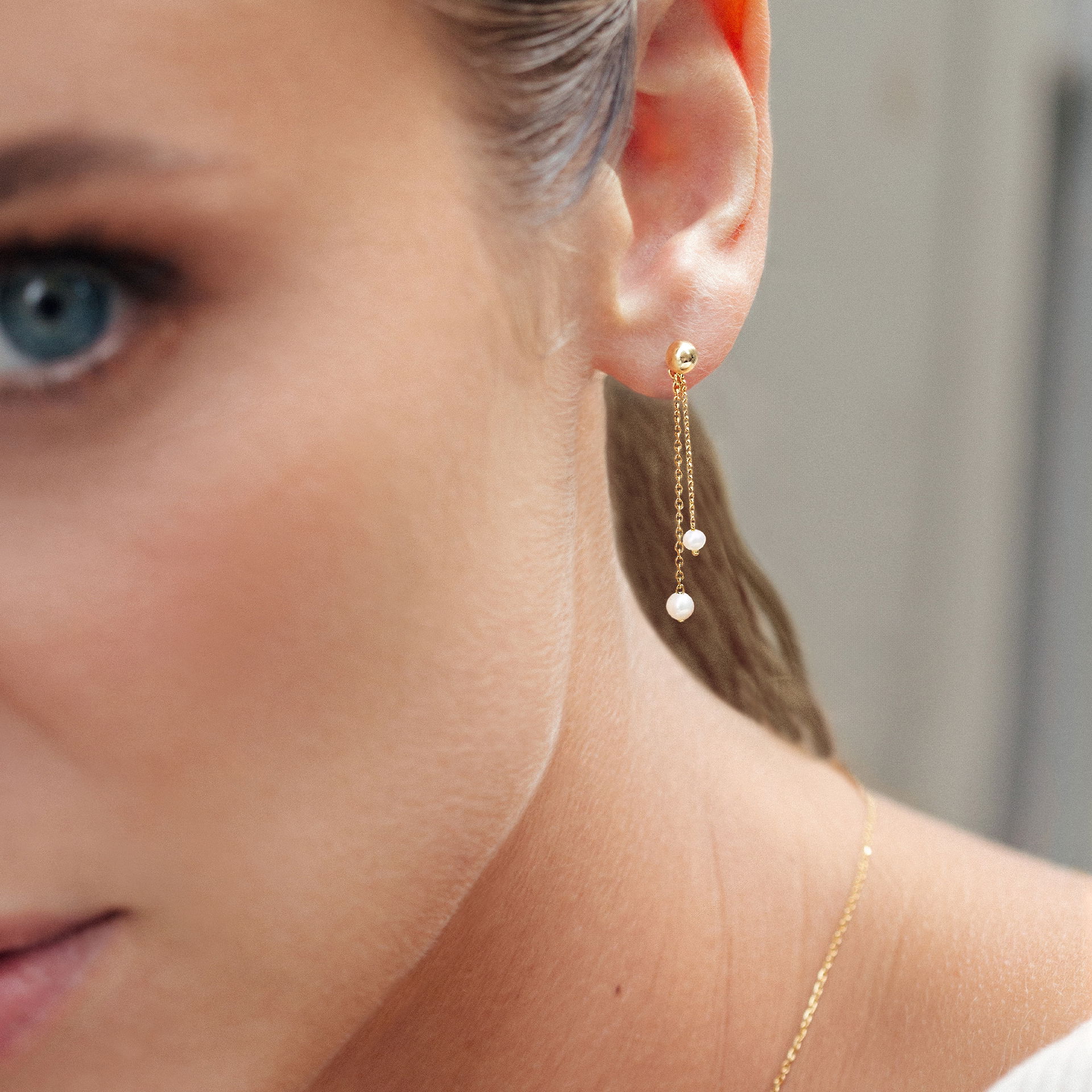 Pendants 2 Fils d'Or Perles