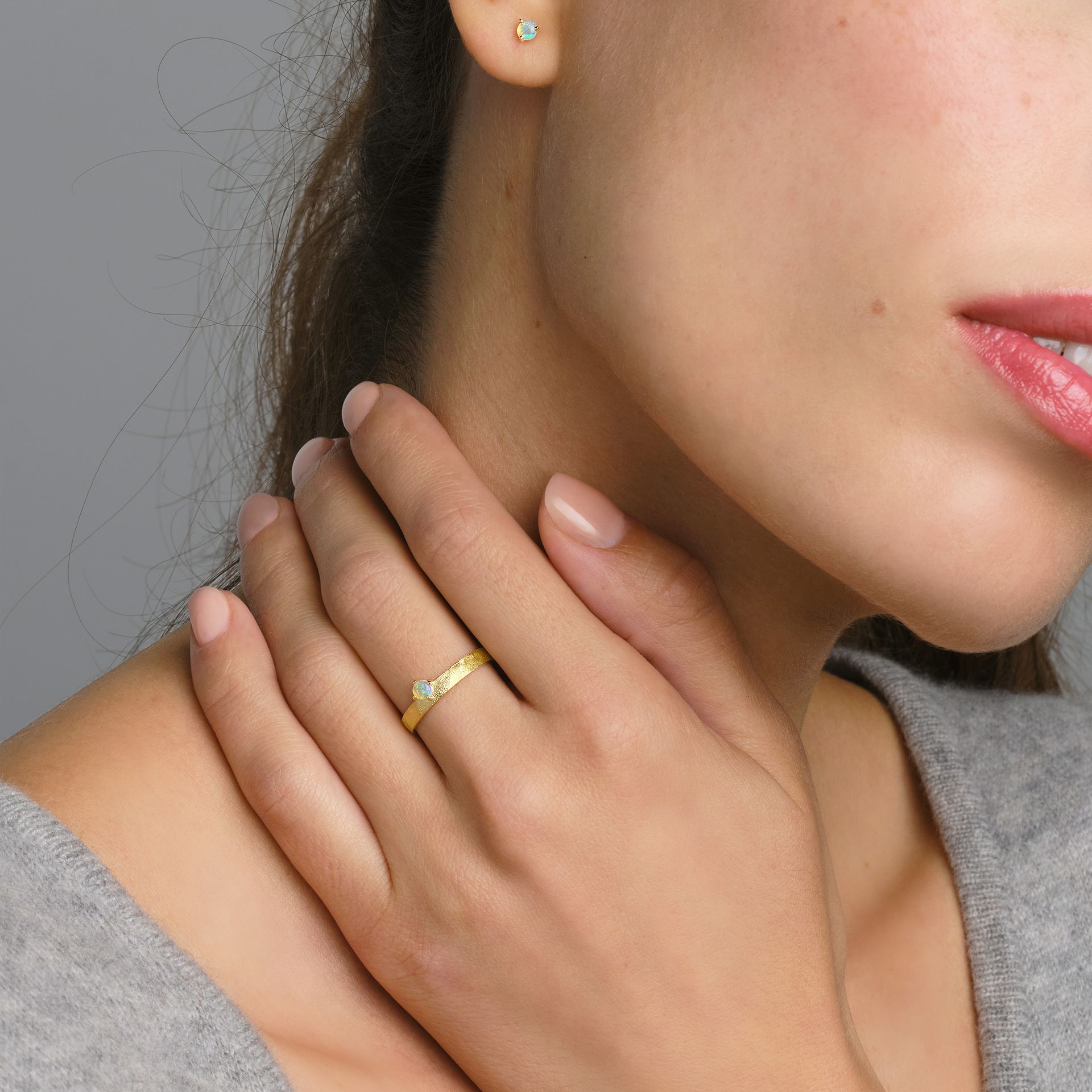 Bague Croissant Opale