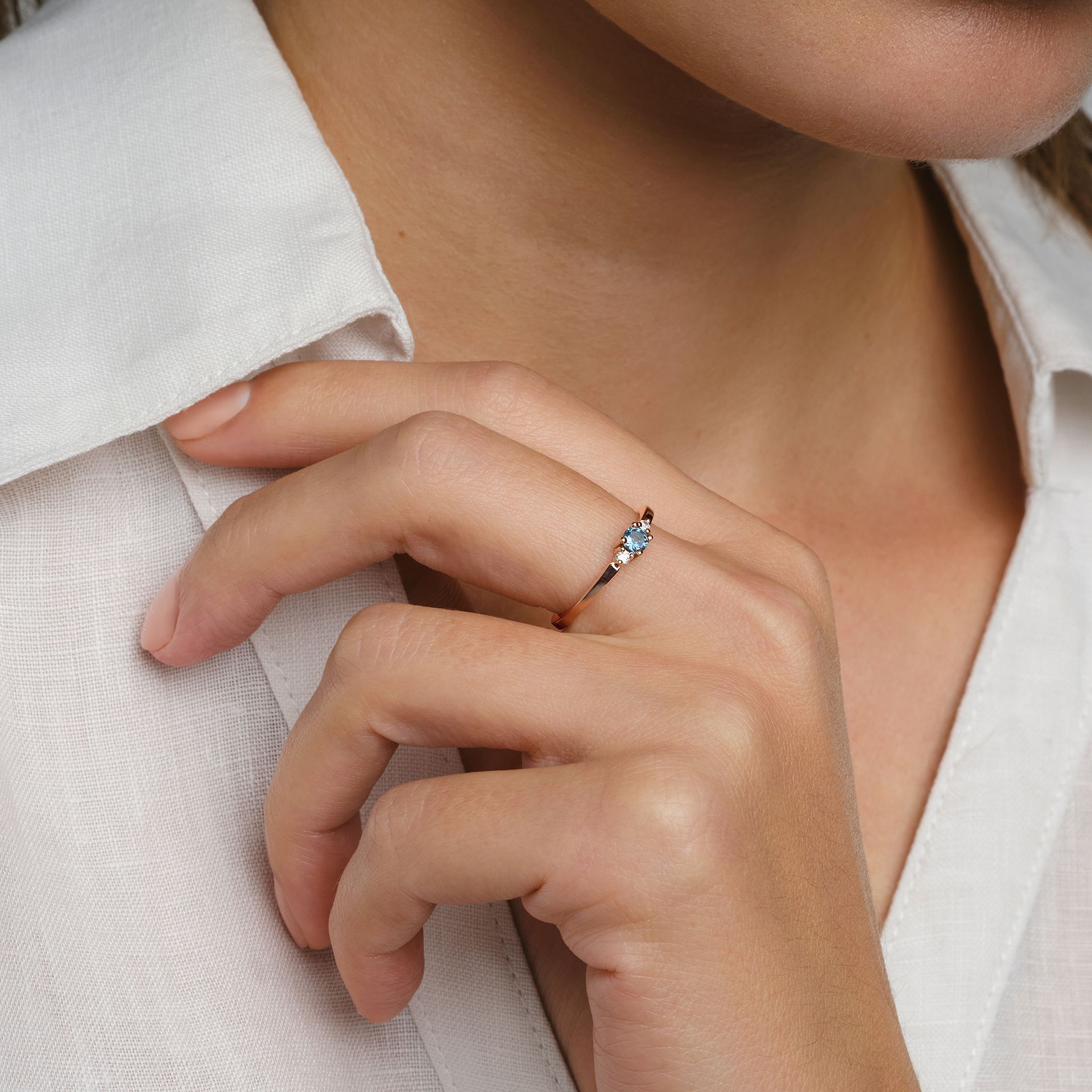 Solitaire Lolly Aigue-Marine 3.5 mm