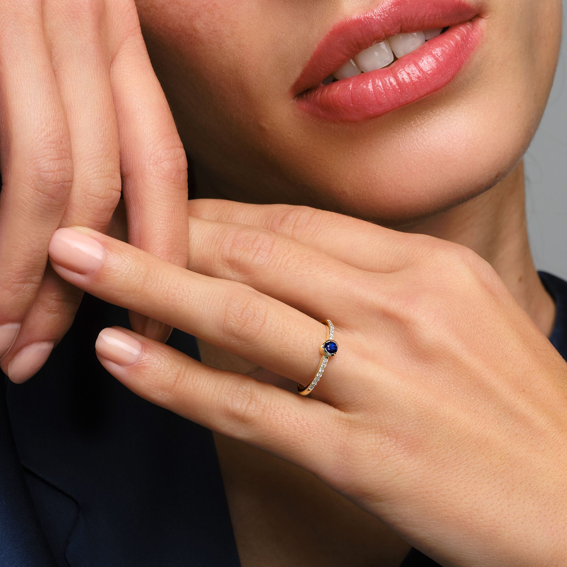 Solitaire Pavé Justine Saphir 3.5 mm