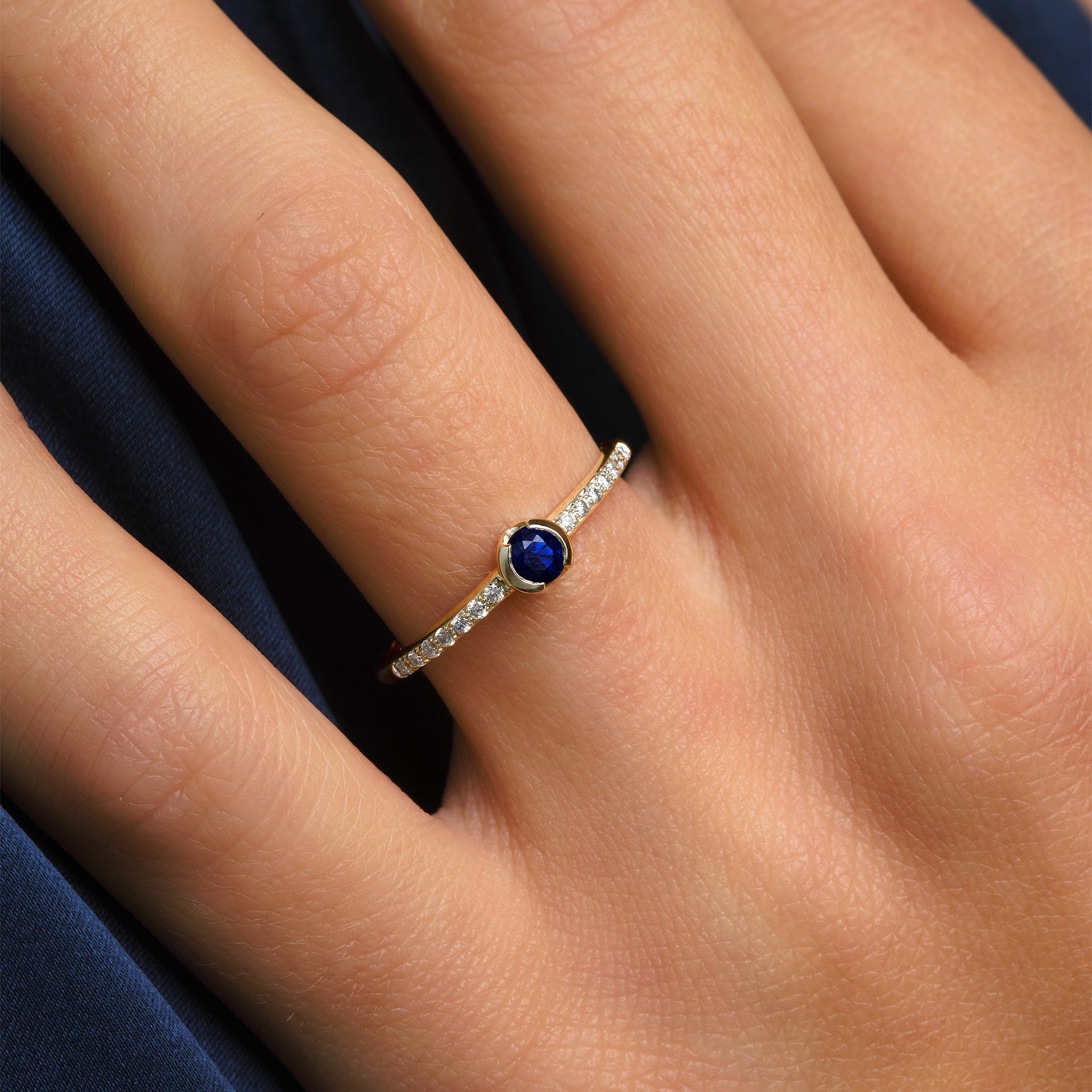 Solitaire Pavé Justine Saphir 3.5 mm