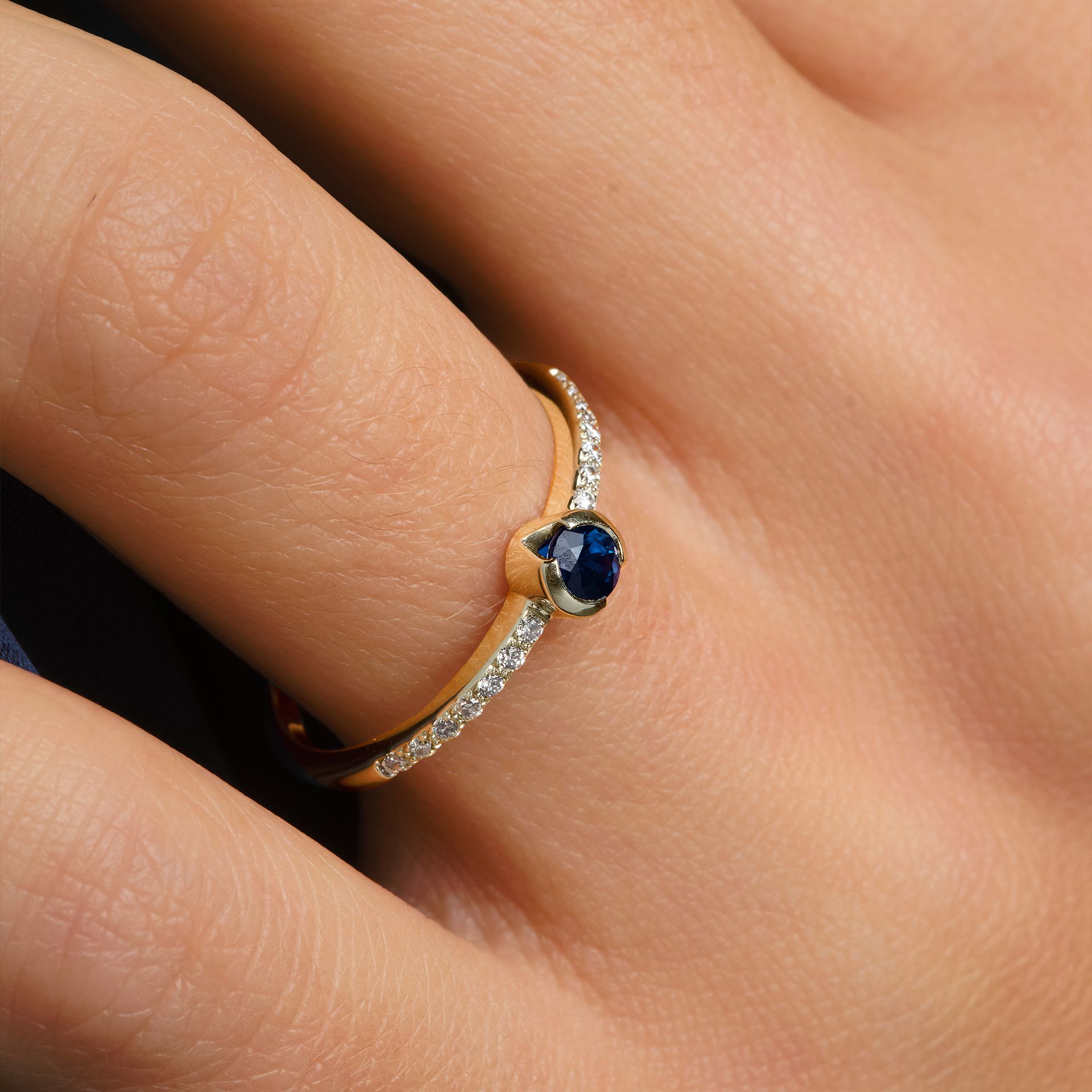 Solitaire Pavé Justine Saphir 3.5 mm