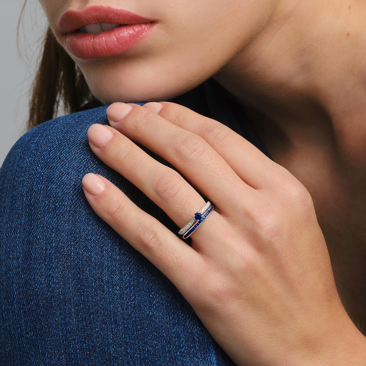 Solitaire Pavé Romance Saphir 3.5 mm