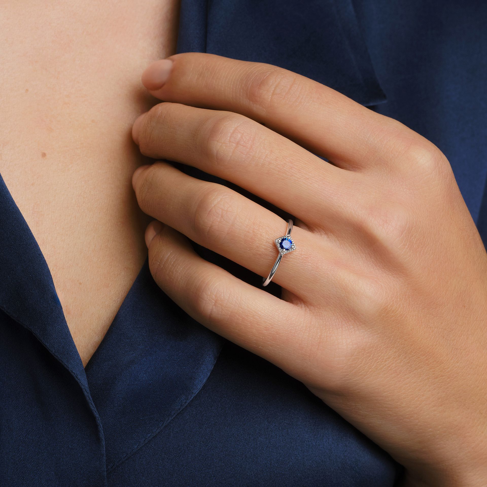 Solitaire Romy Millegrain Saphir 3.5 mm