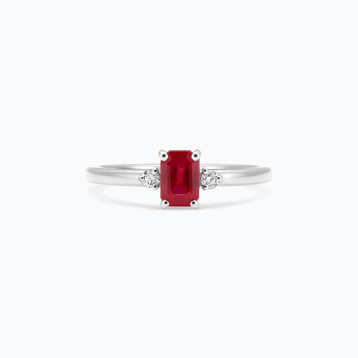 Solitaire Inès Rubis 6 x 4 mm