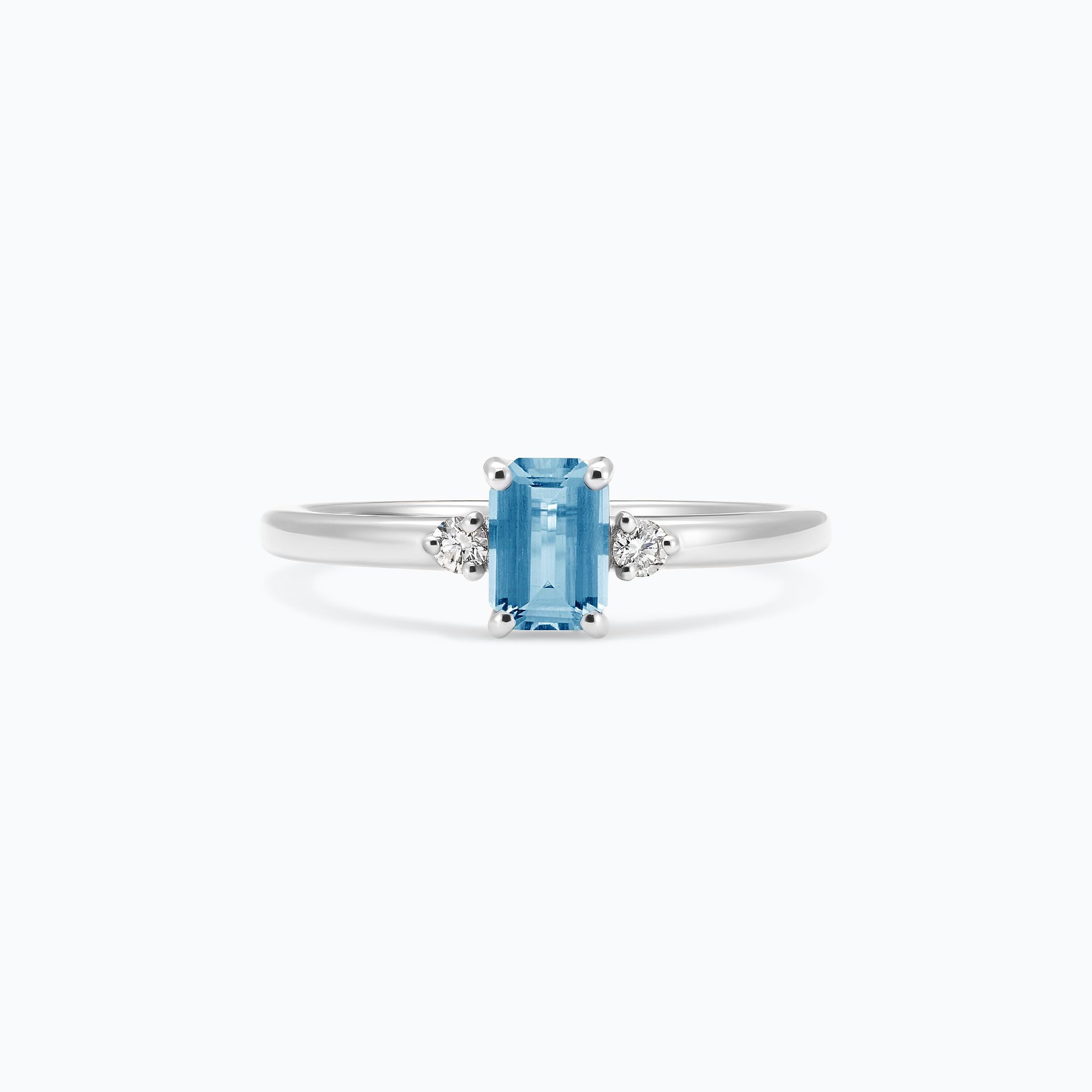 Solitaire Inès Aigue-Marine 6 x 4 mm