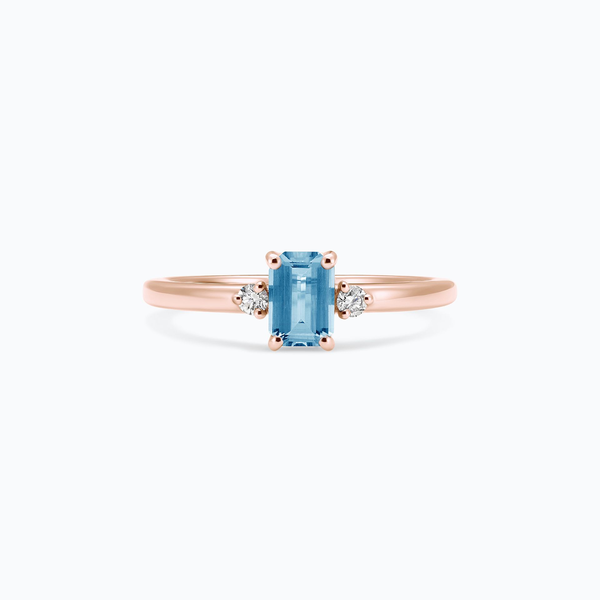 Solitaire Inès Aigue-Marine 6 x 4 mm