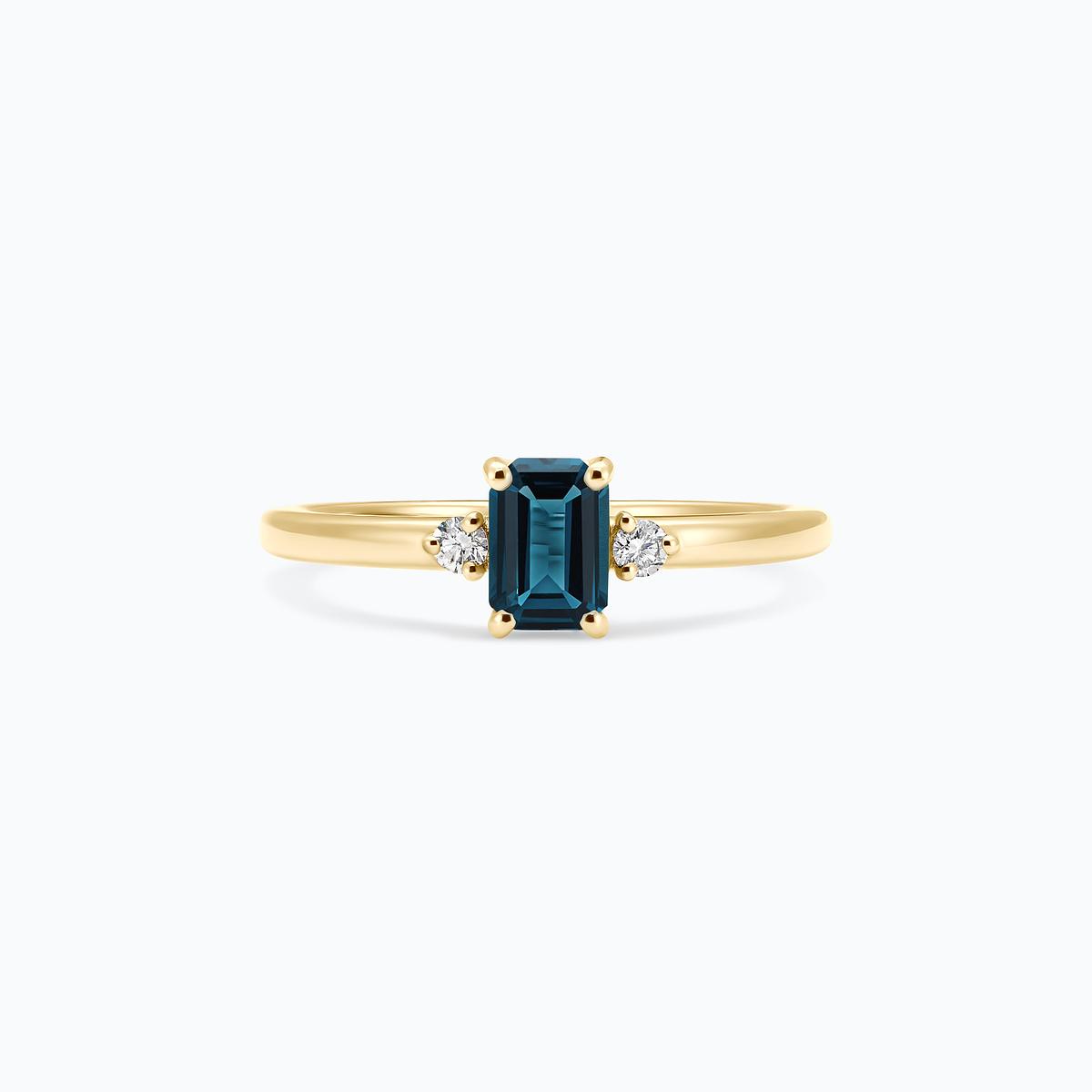 Solitaire Inès Topaze Blue London 6 x 4 mm