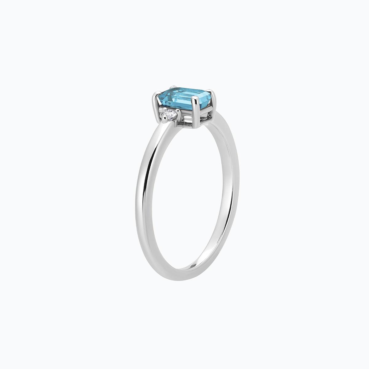 Solitaire Inès Aigue-Marine 6 x 4 mm