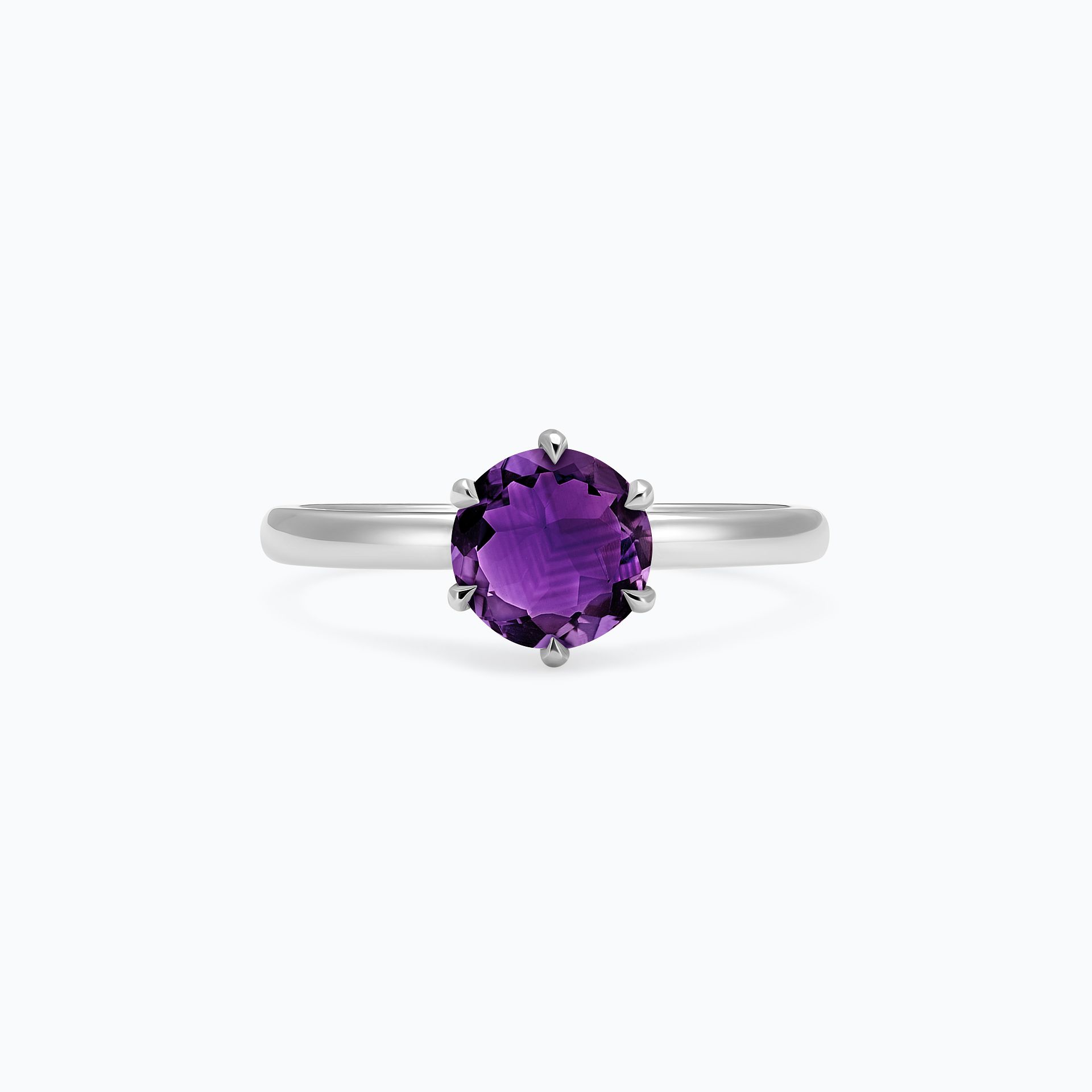 Broche Vintage Argentée Avec Cristaux Et Améthyste - Bijou Solitaire - Parfait état