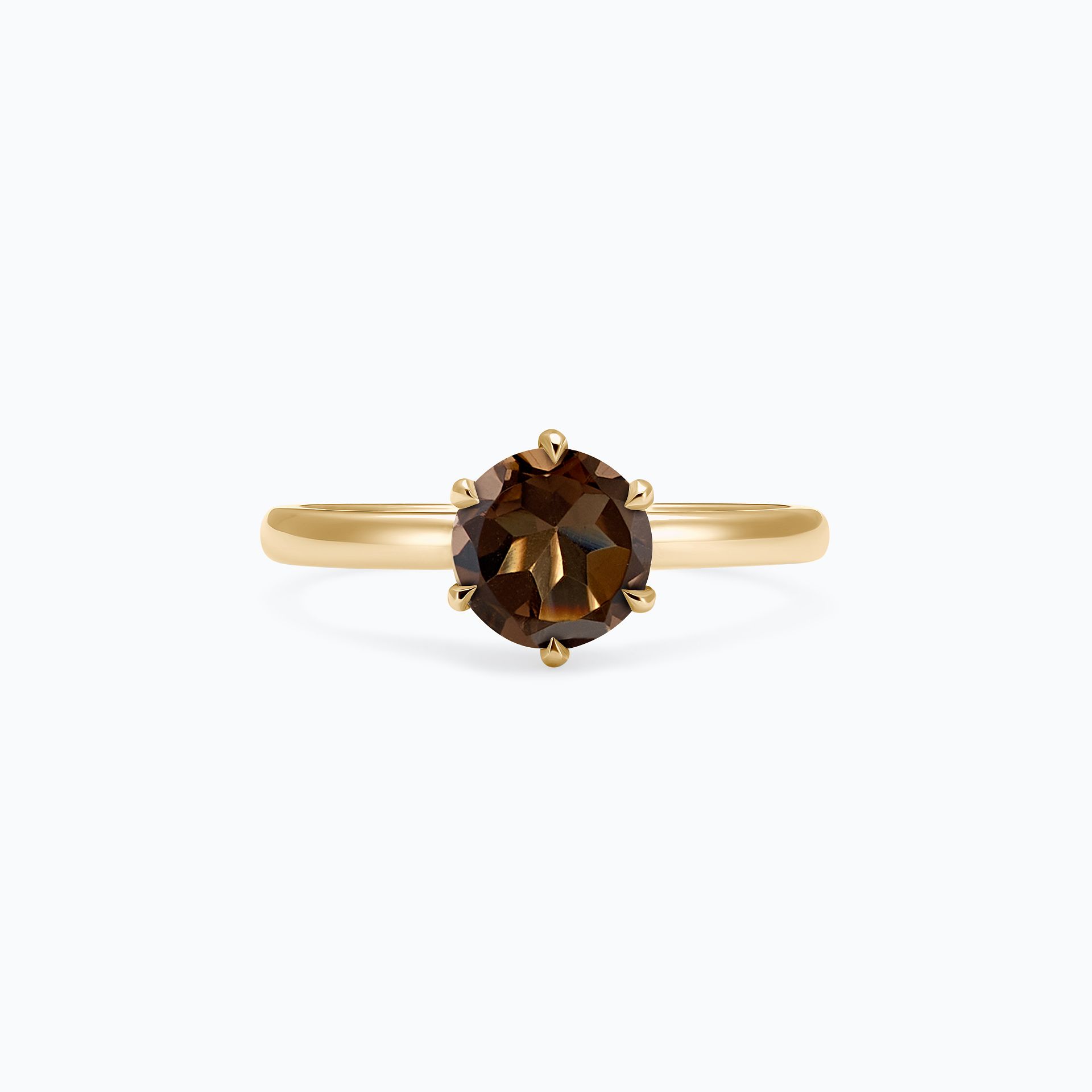 Solitaire Tulipe Quartz Fumé 6 mm