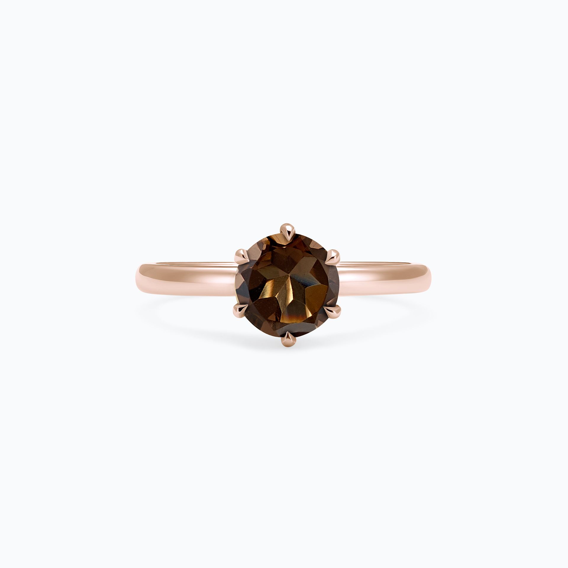 Solitaire Tulipe Quartz Fumé 6 mm